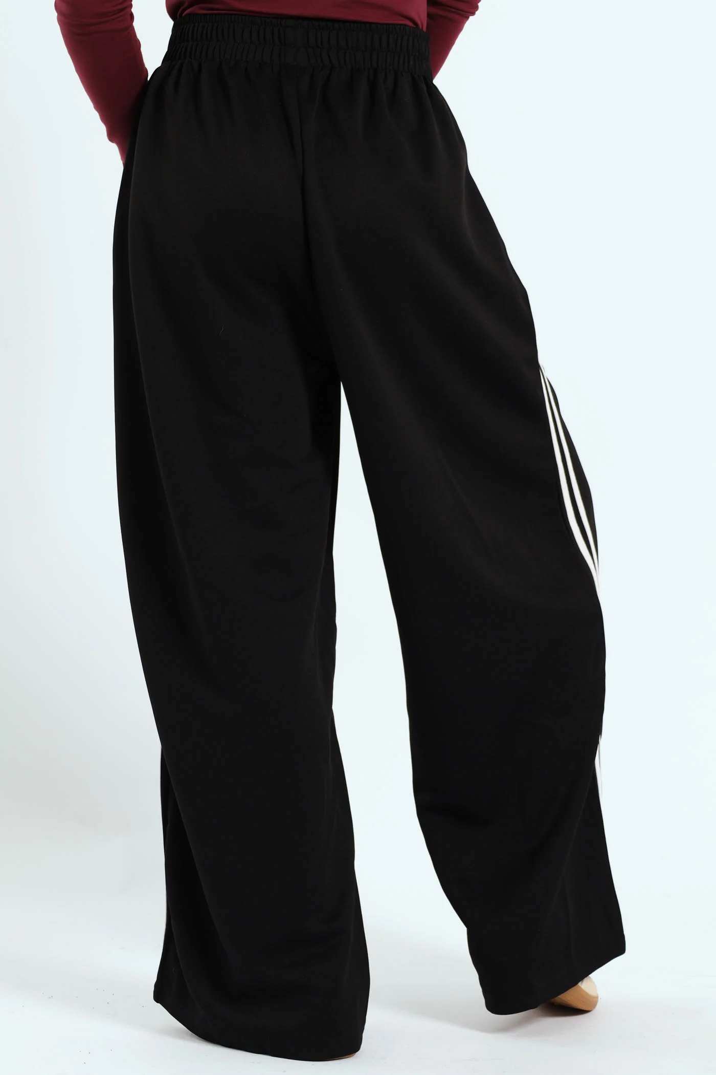 Stripe Tricot Wide Leg Trackpants - Black - Image 3
