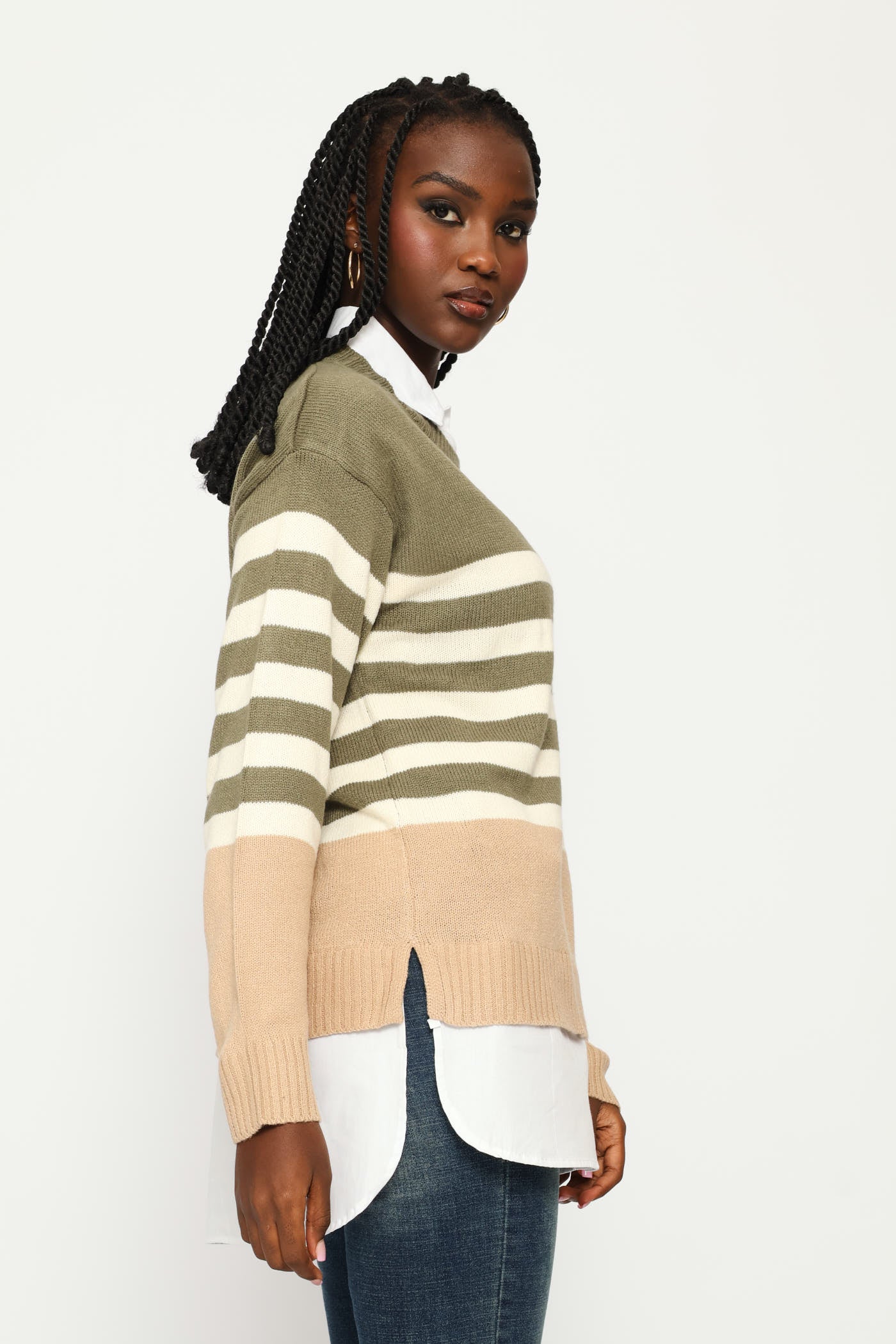 Stripe Twofer Knitwear - Fatigue - Image 3
