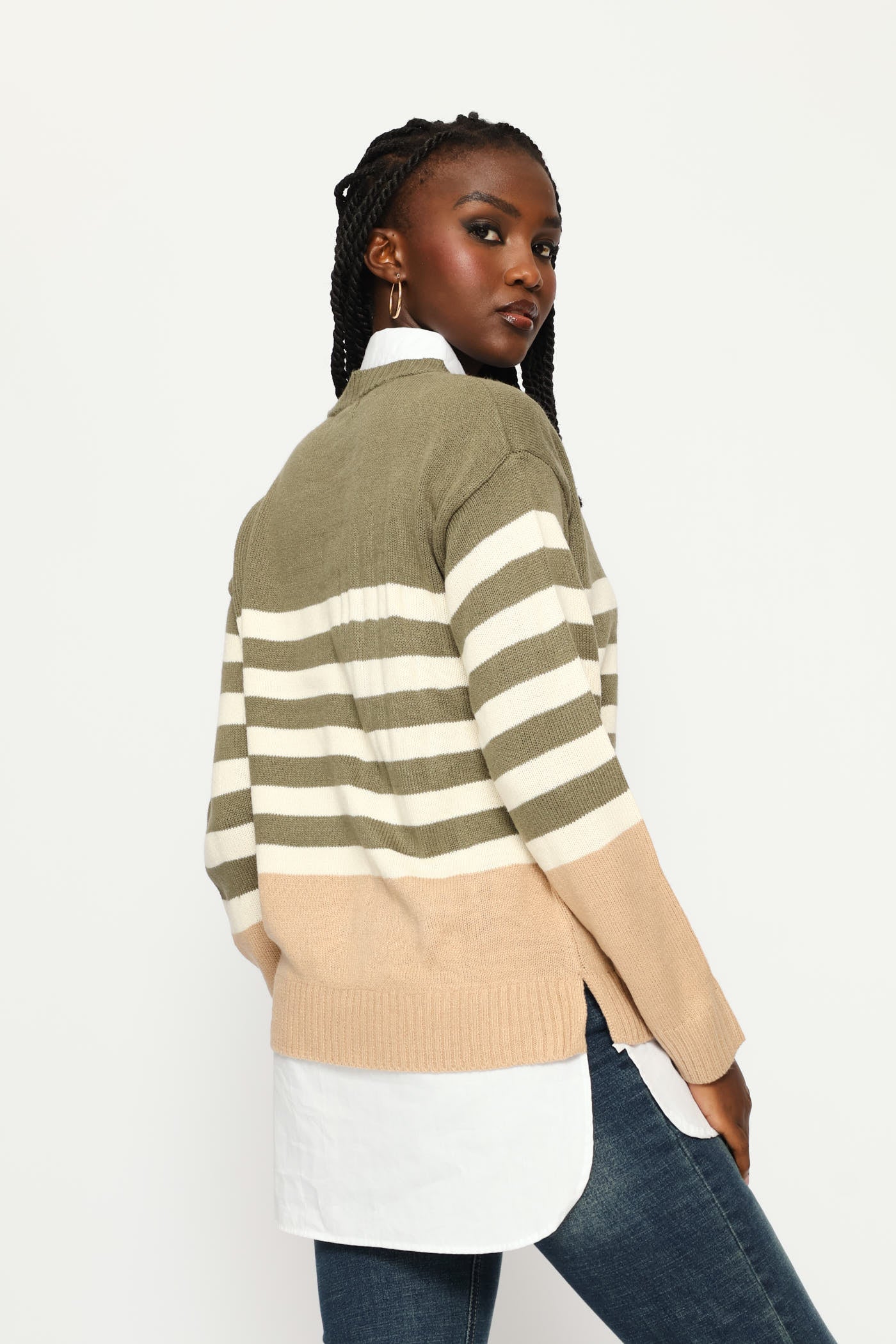 Stripe Twofer Knitwear - Fatigue - Image 4