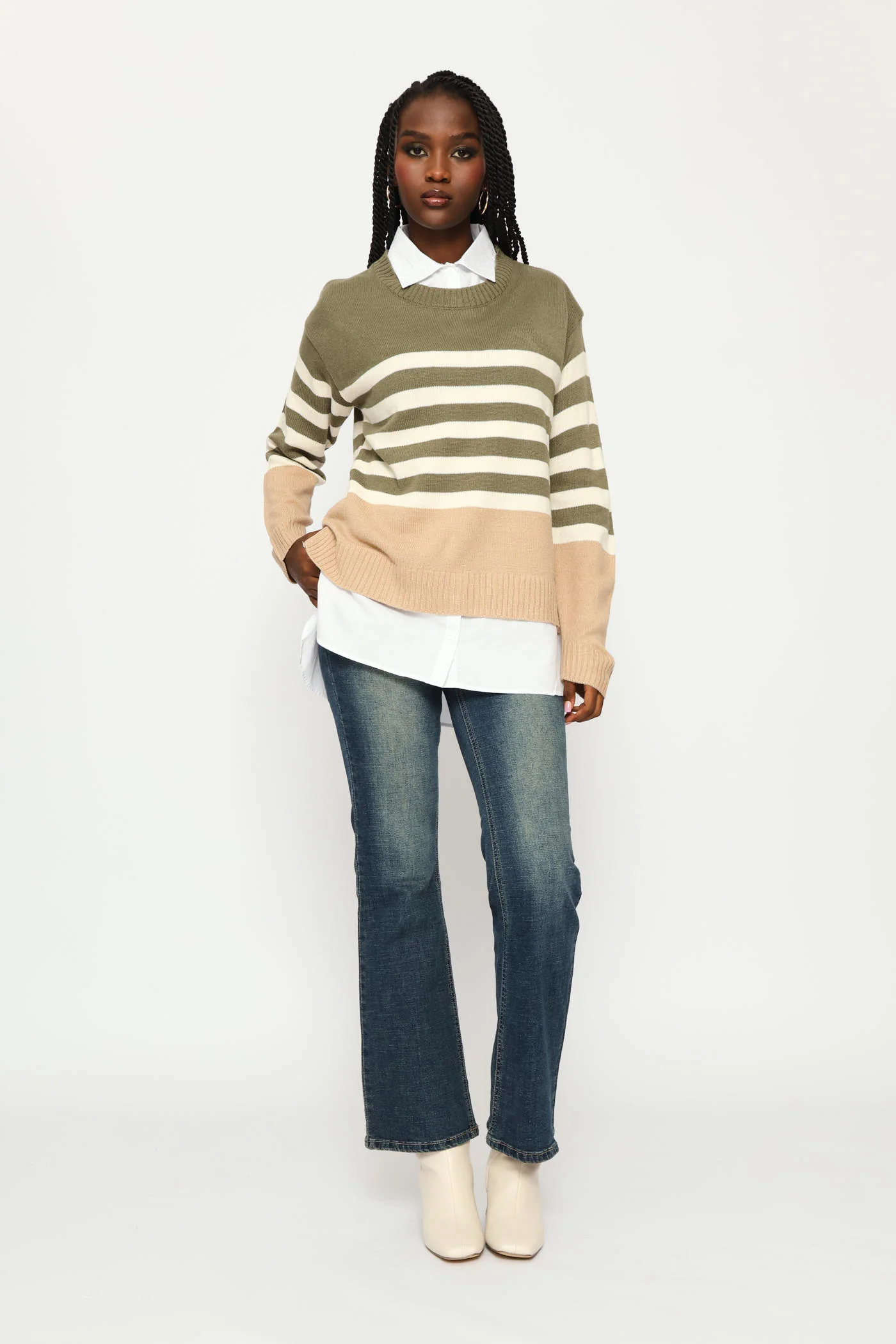 Stripe Twofer Knitwear - Fatigue - Image 5
