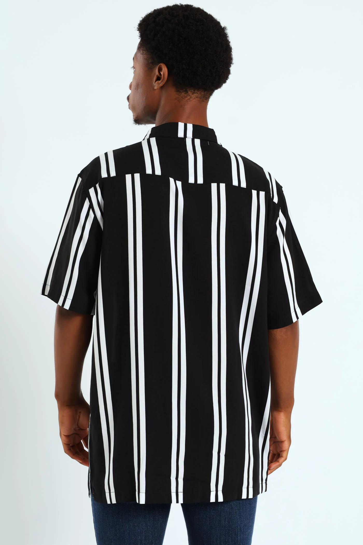 Stripe Viscose Shirt - Black - Image 3