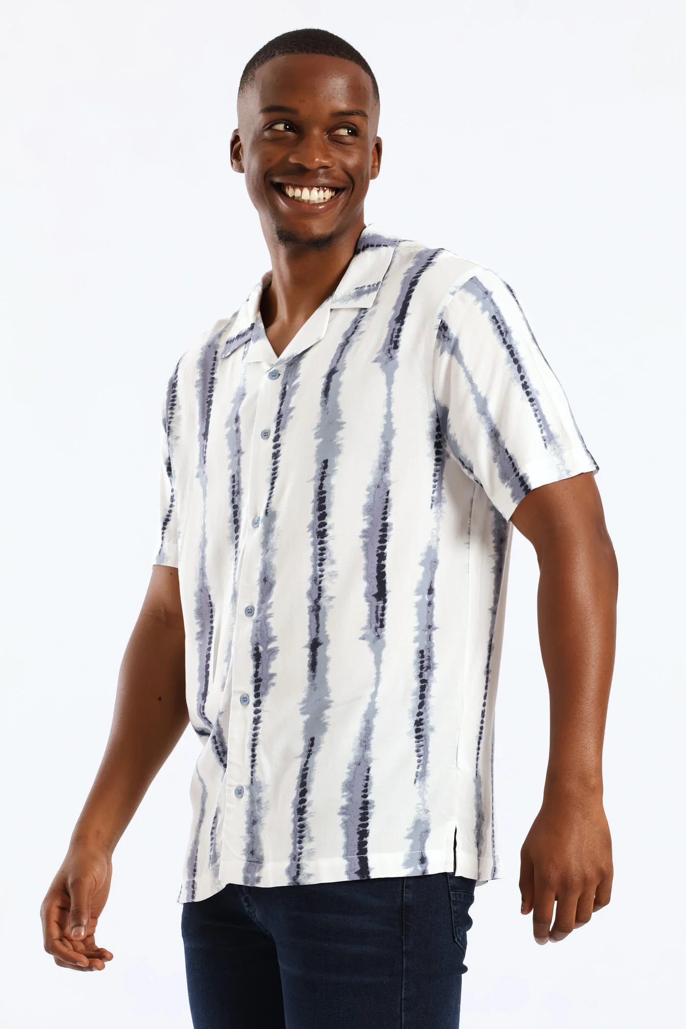 Stripe Viscose Shirt - Blue - Image 3