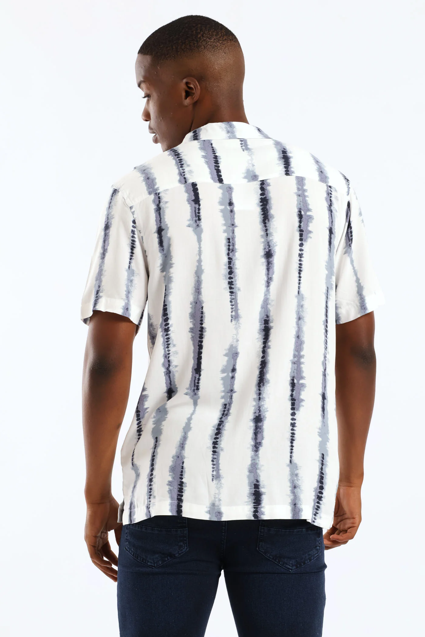 Stripe Viscose Shirt - Blue - Image 4