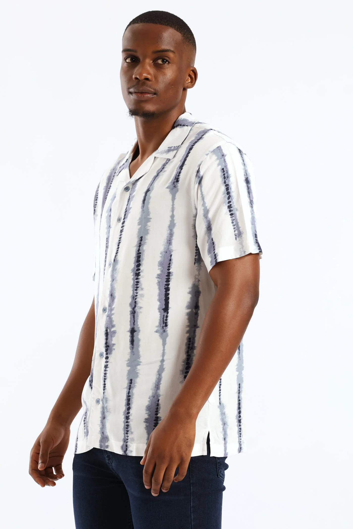 Stripe Viscose Shirt - Blue - Image 6