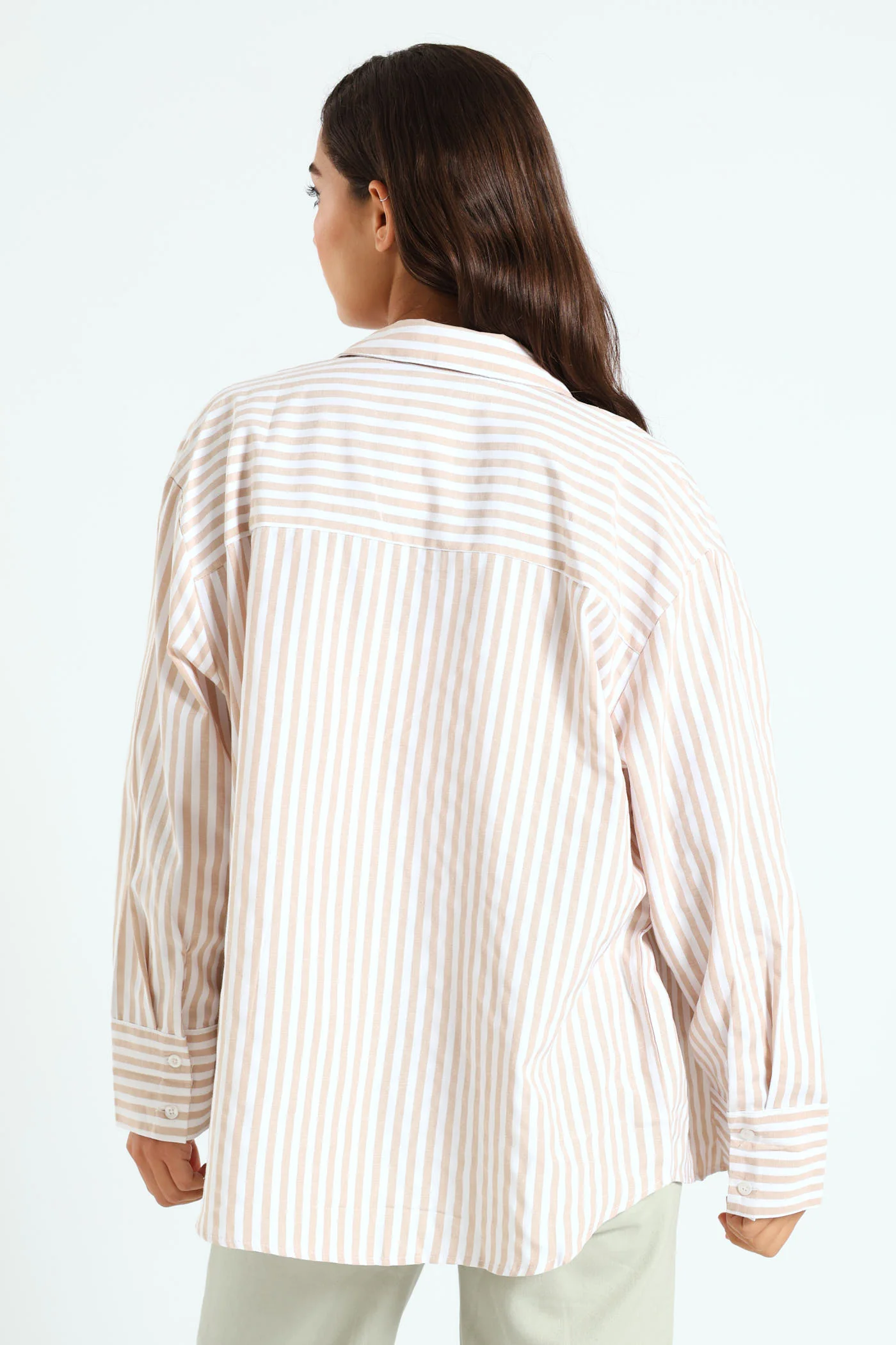 Striped Button Thru Shirt - Stone - Image 5