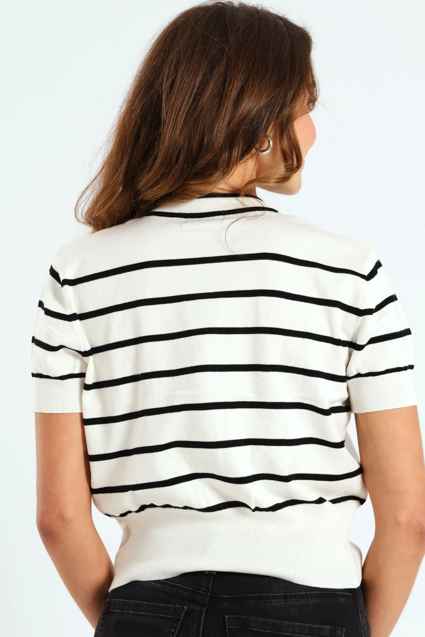 Striped Cardigan - White/Black - Image 3