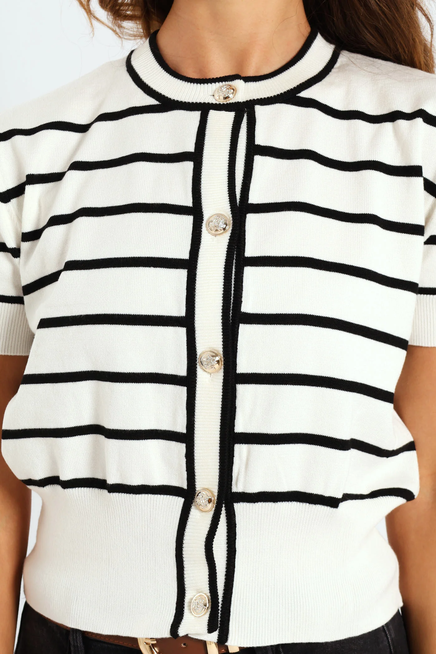 Striped Cardigan - White/Black - Image 5