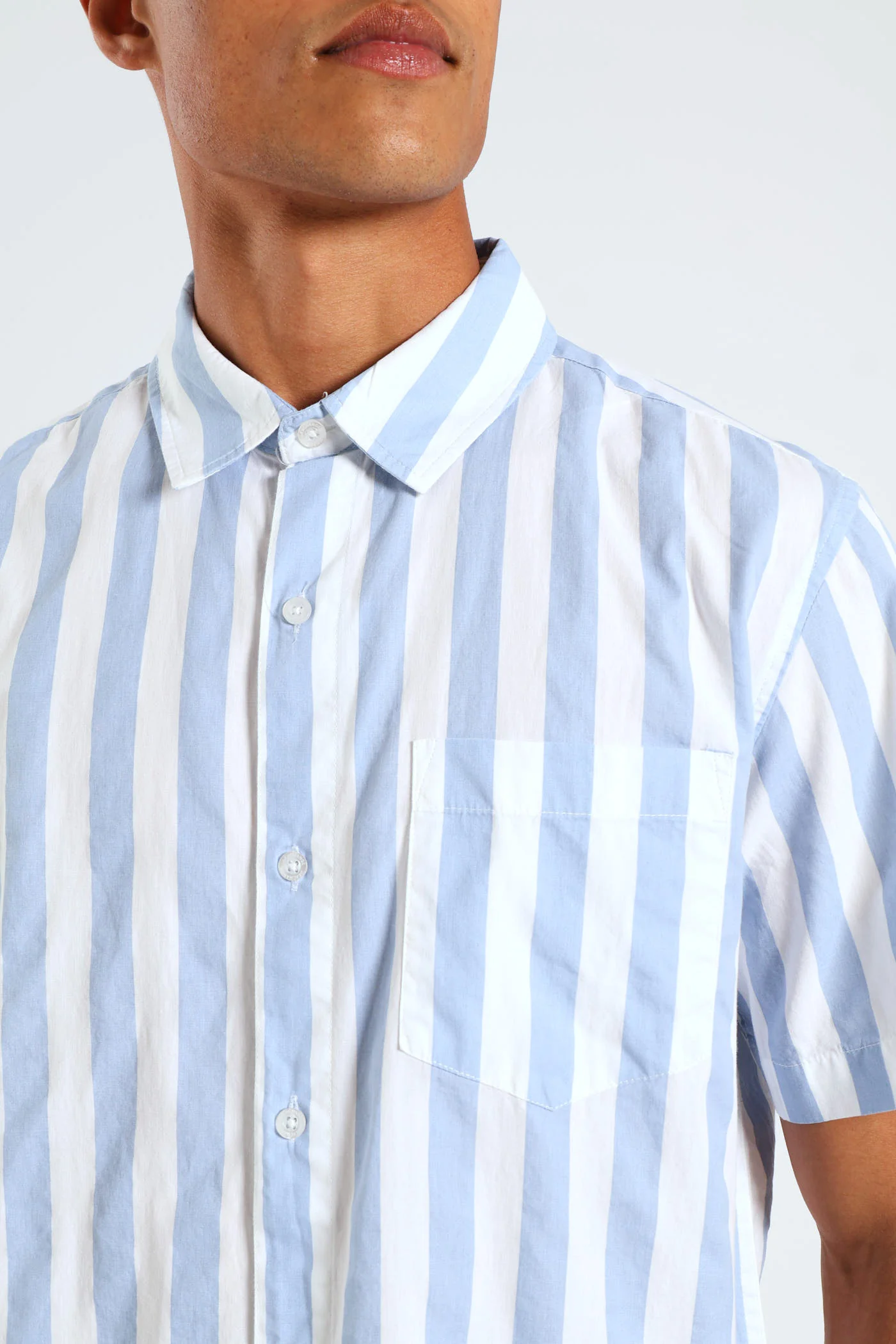 Striped Cotton Shirt - Blue - Image 2
