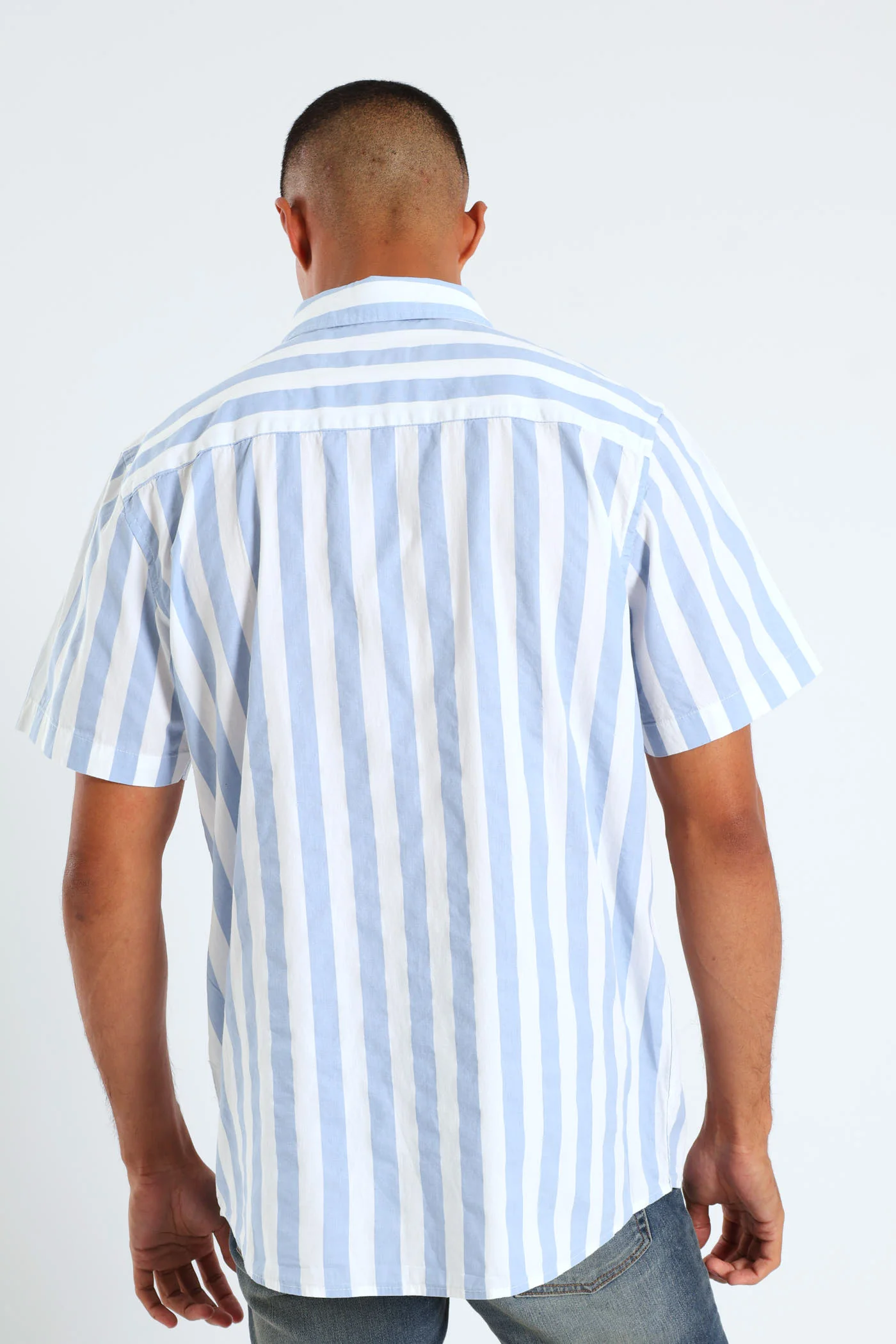 Striped Cotton Shirt - Blue - Image 4