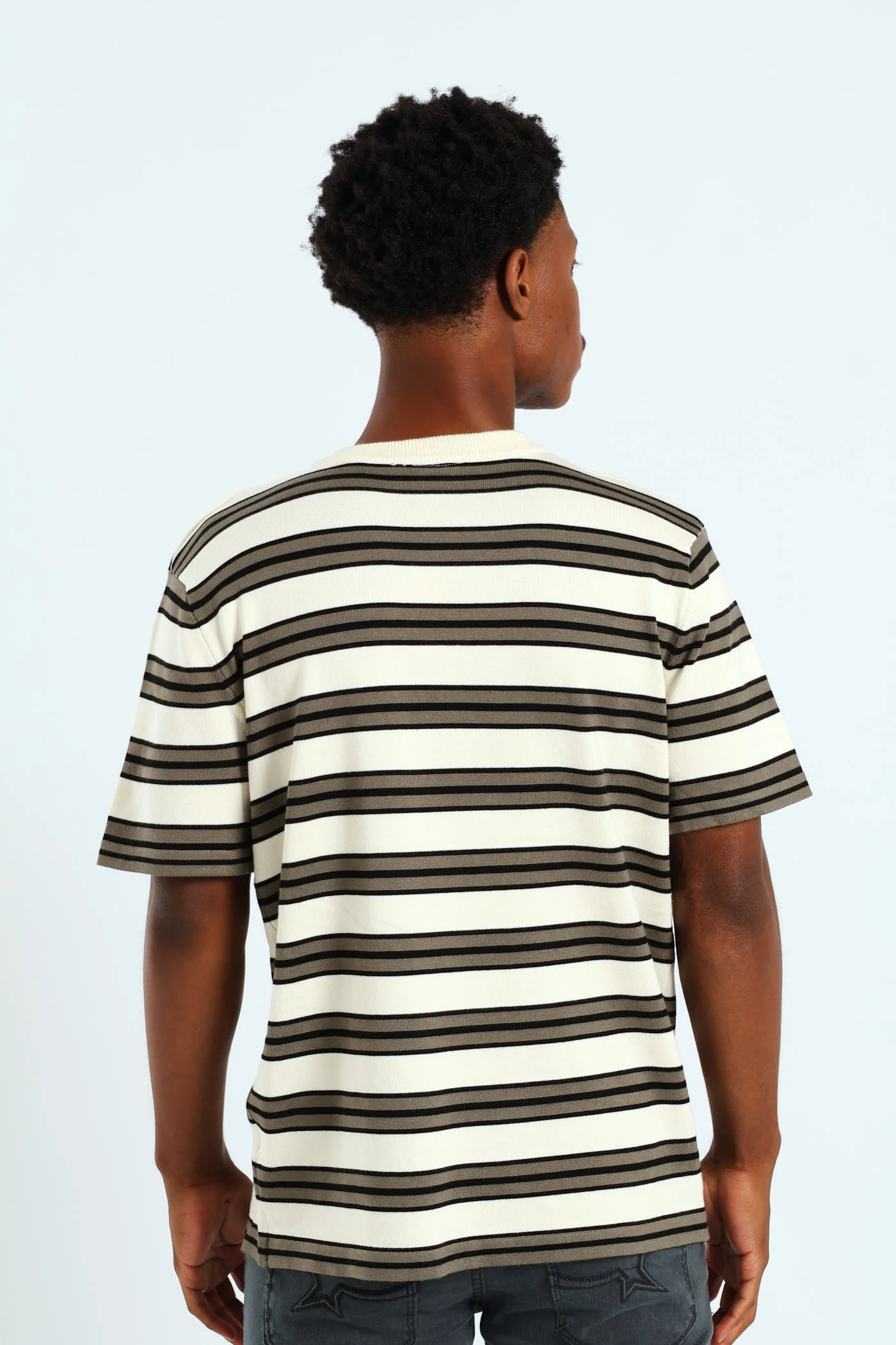 Striped Crew Fine Knit Top - Off White - Image 4