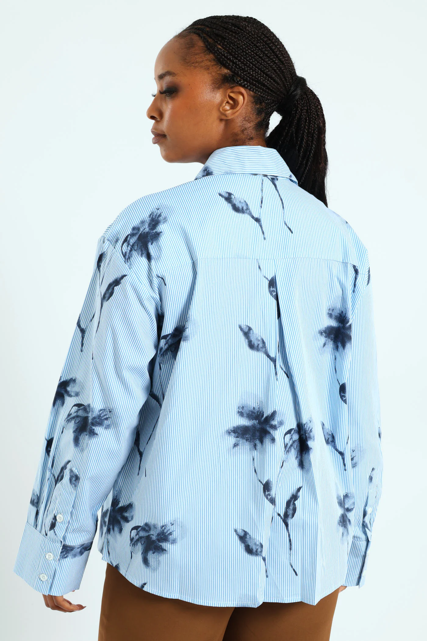 Striped Floral Shirt - Blue - Image 5