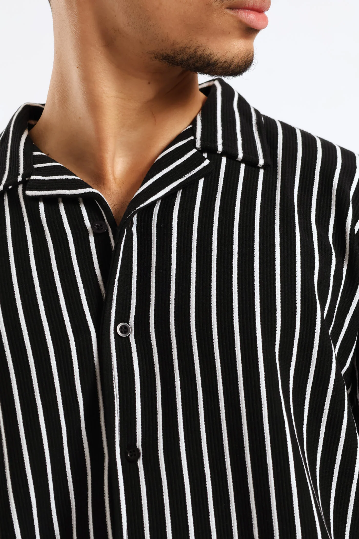 Striped Knit Shirt - Black - Image 3