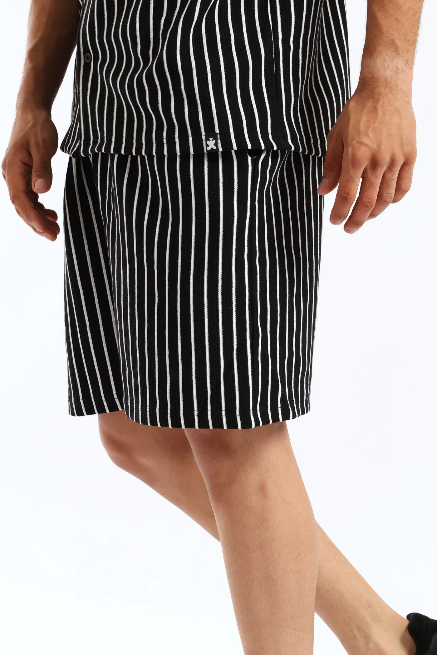 Striped Knit Shorts - Black - Image 2