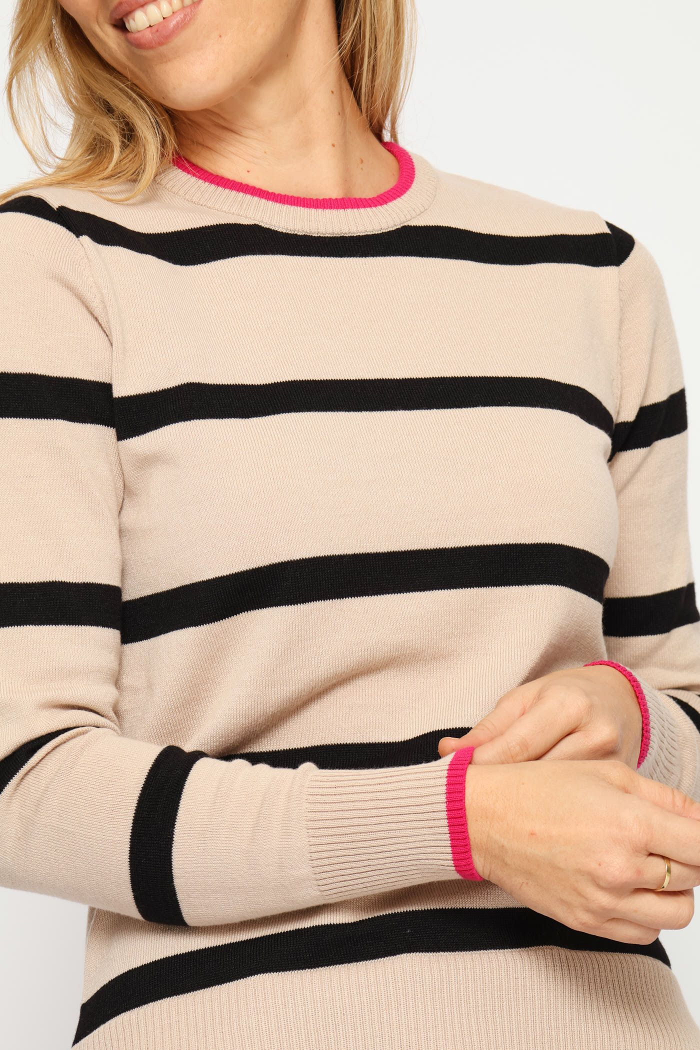 Striped Pullover - Beige/Black - Image 2