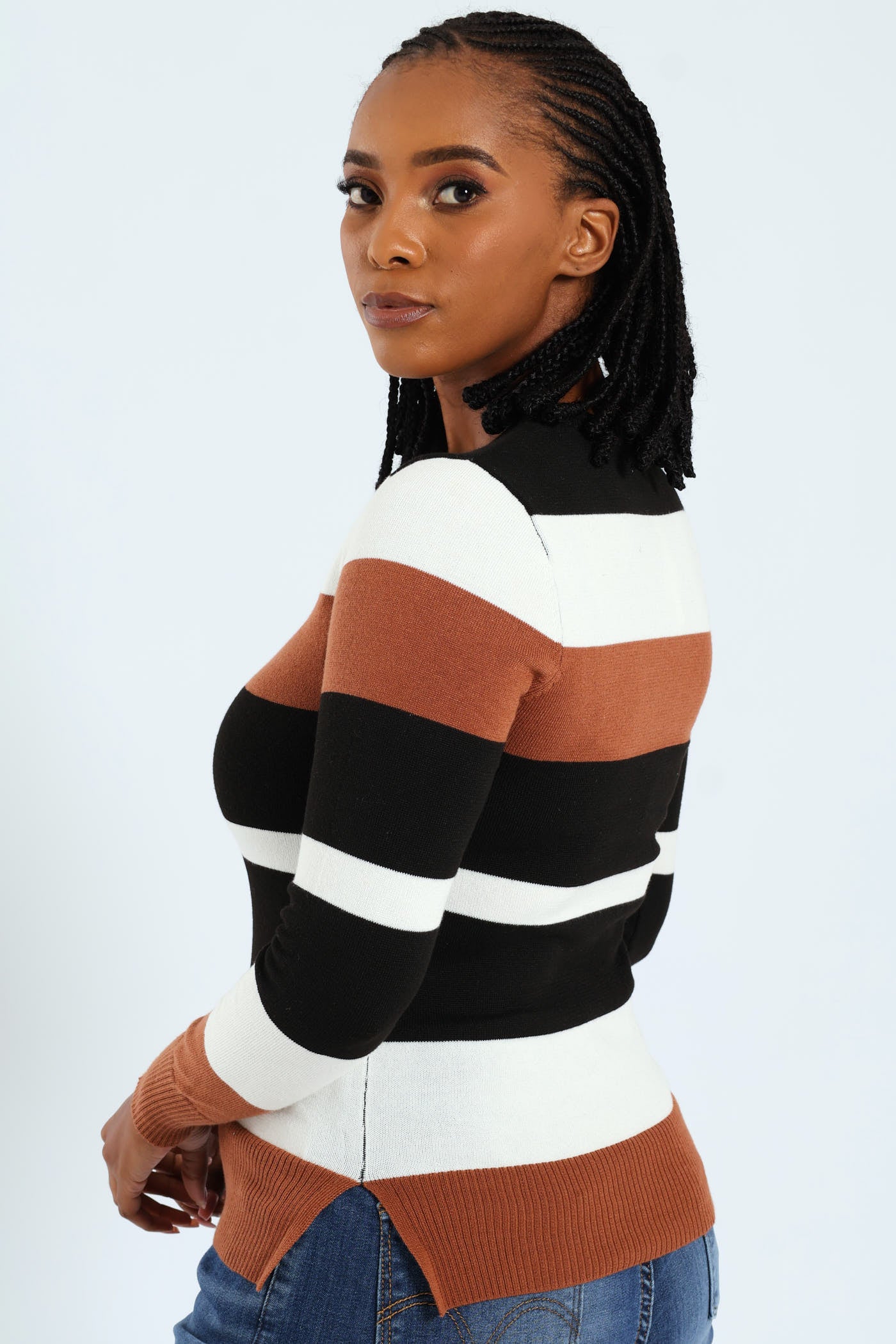 Striped Pullover - Black/Brown - Image 2