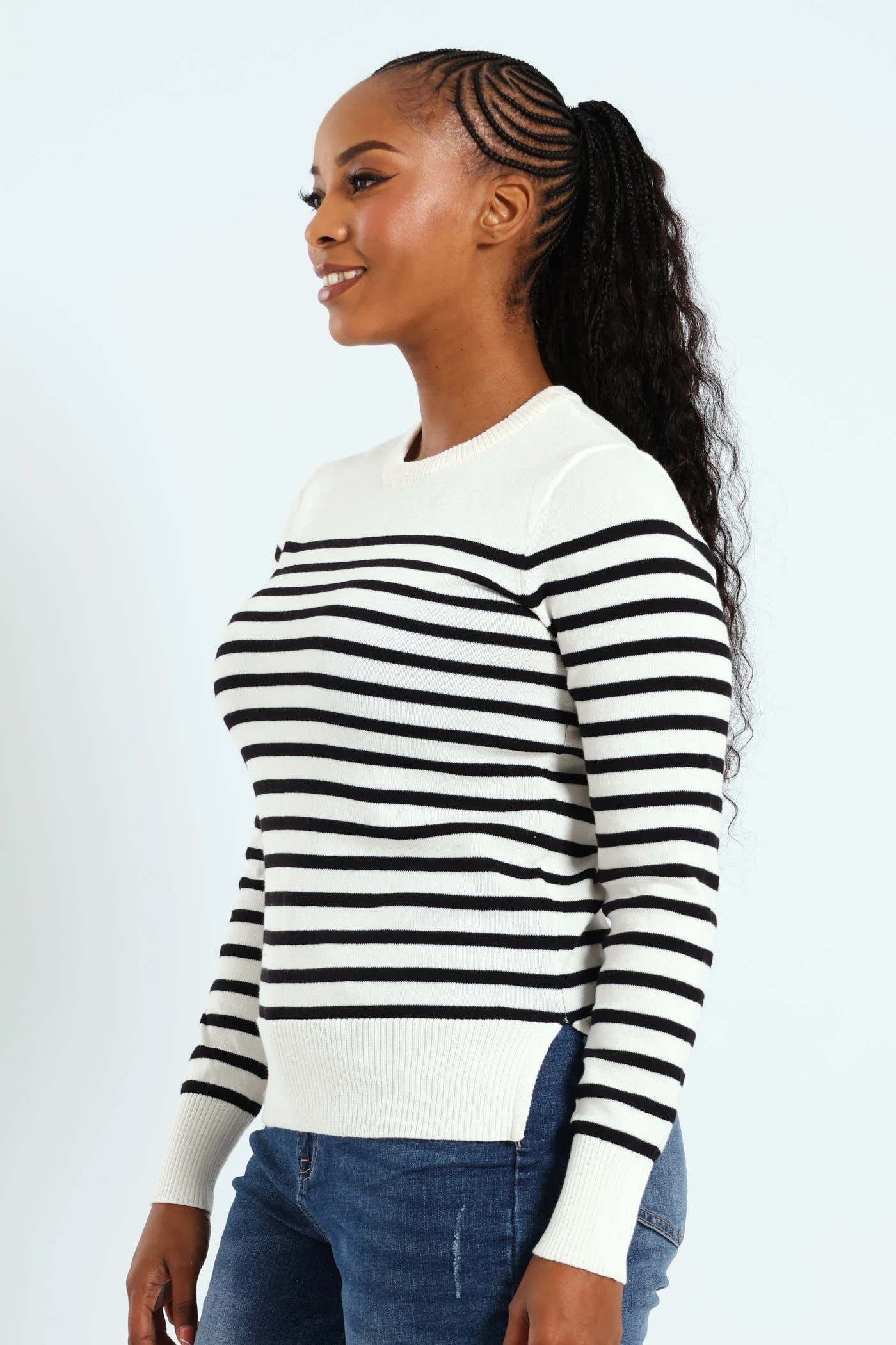 Striped Pullover - Black/Cream - Image 4