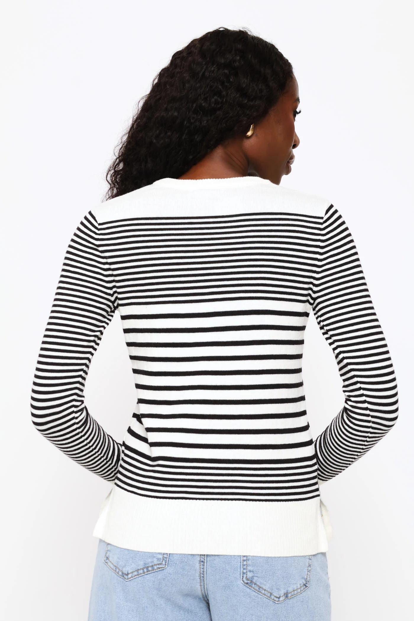 Striped Pullover - Black/Cream - Image 3