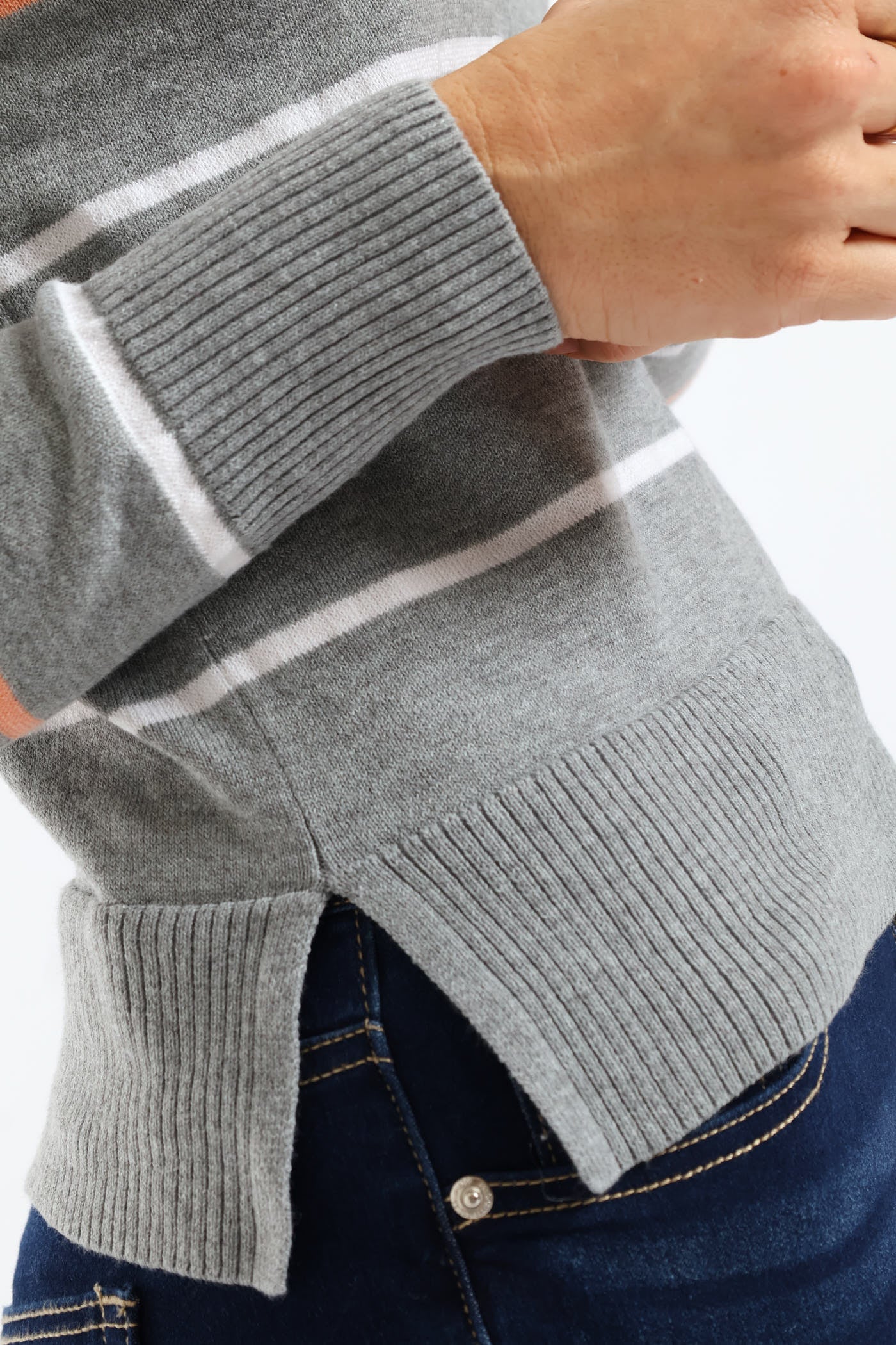 Striped Pullover - Grey - Image 4
