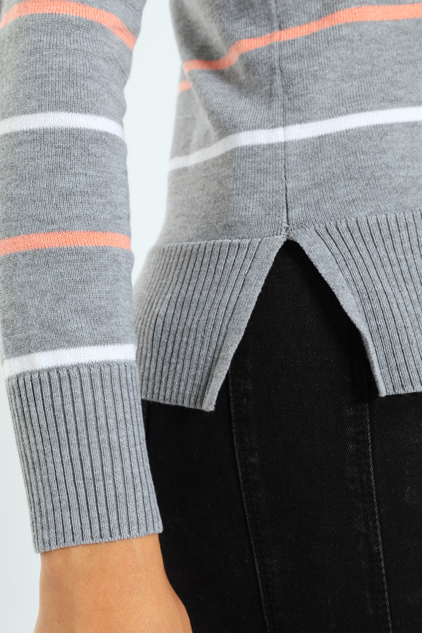 Striped Pullover - Grey/White - Image 4