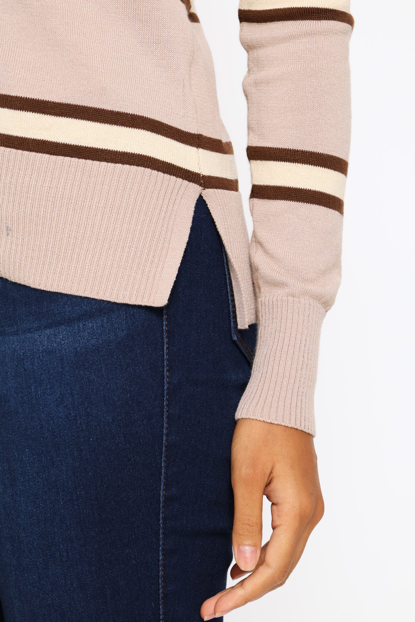 Striped Pullover - Stone/Chocolate - Image 2