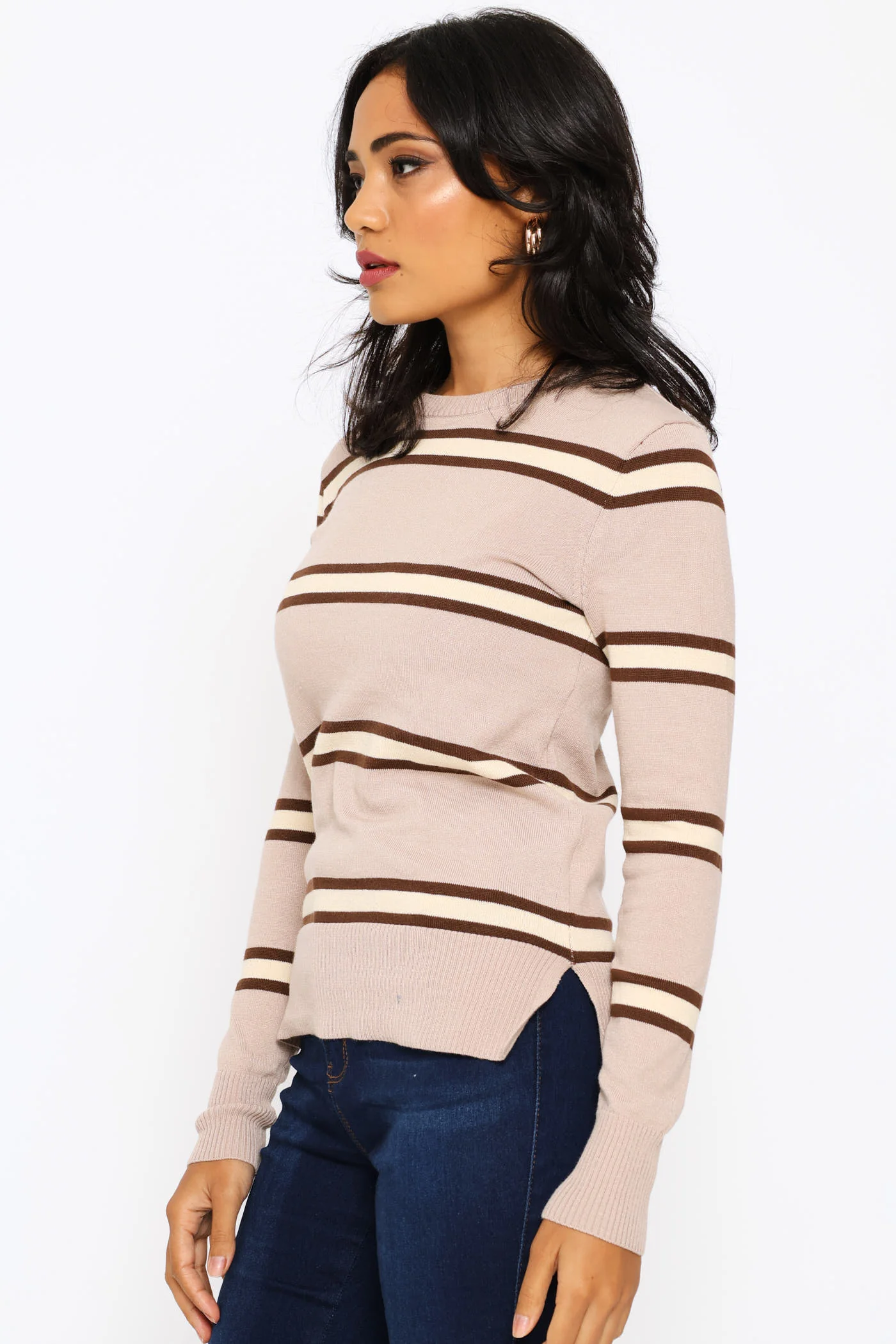 Striped Pullover - Stone/Chocolate - Image 4