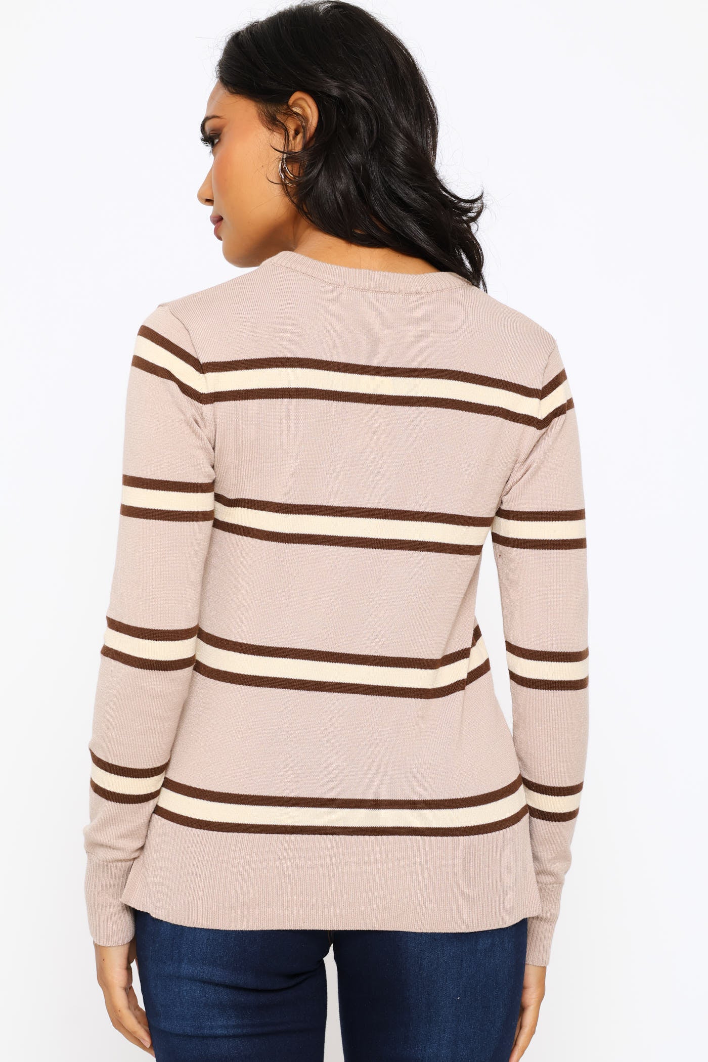 Striped Pullover - Stone/Chocolate - Image 5
