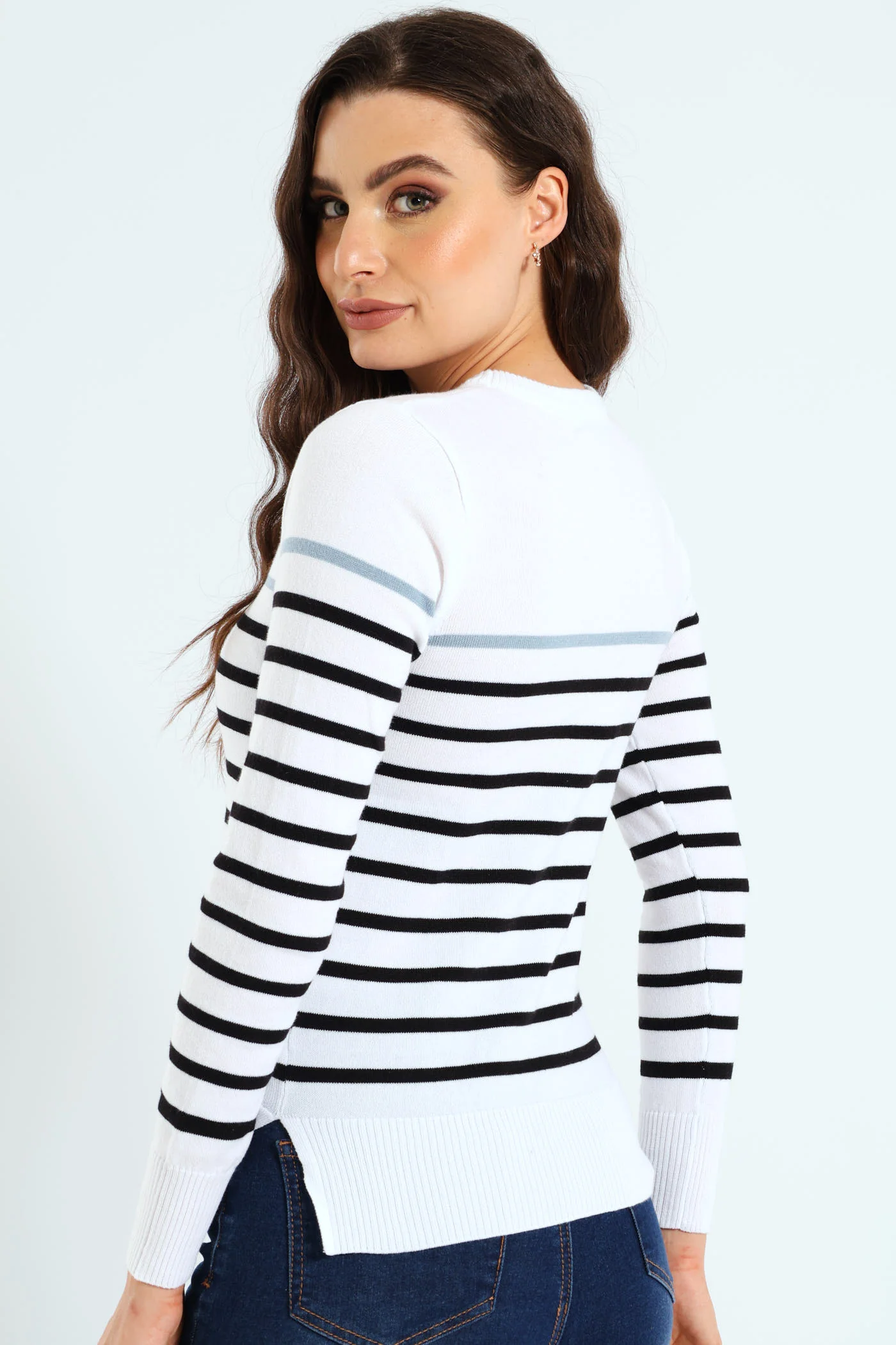 Striped Pullover - White/Black - Image 2