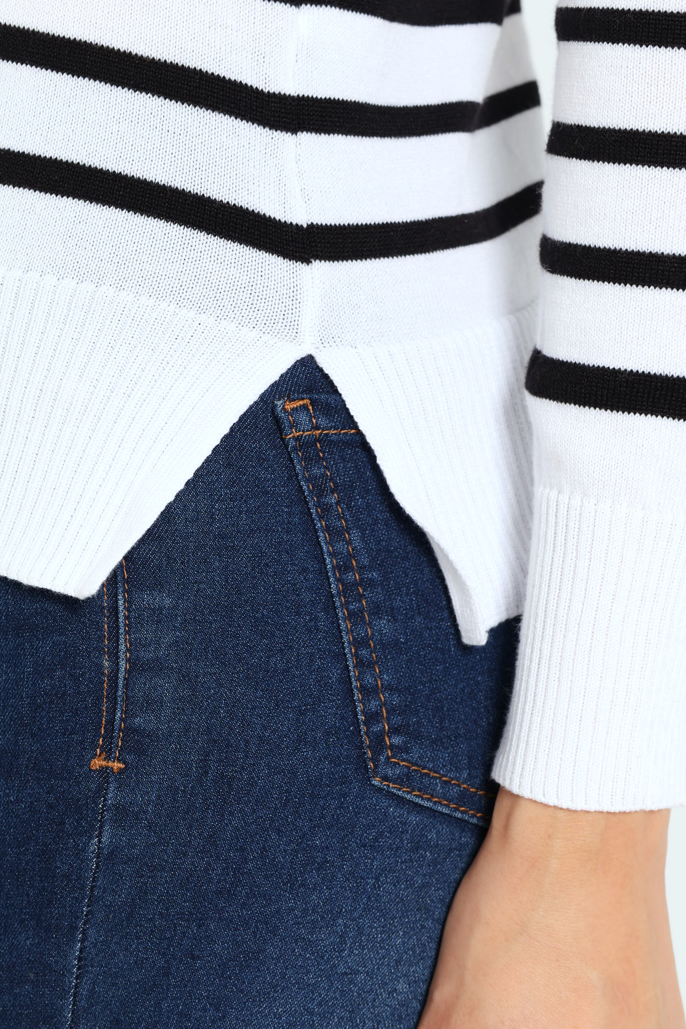 Striped Pullover - White/Black - Image 3