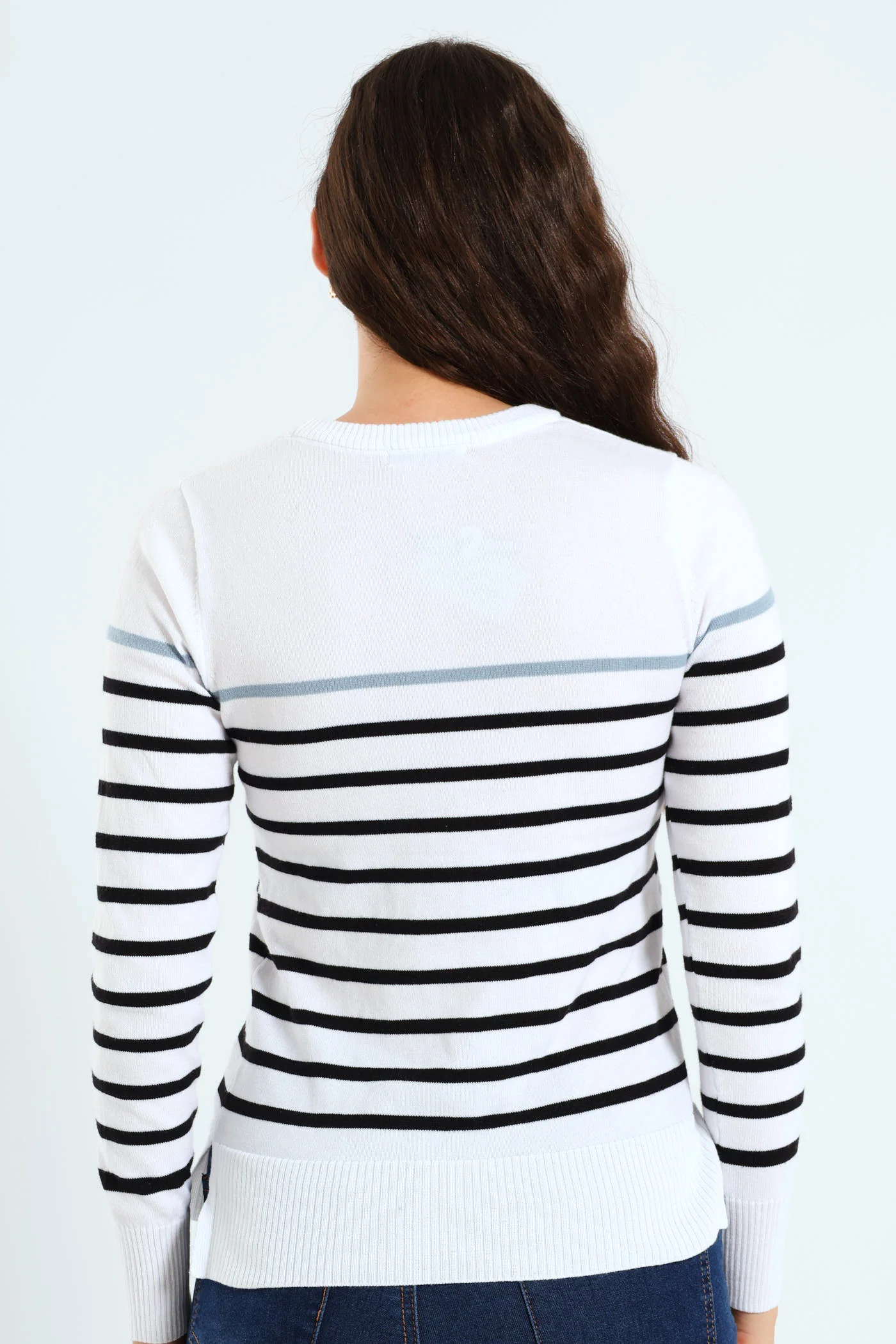 Striped Pullover - White/Black - Image 5