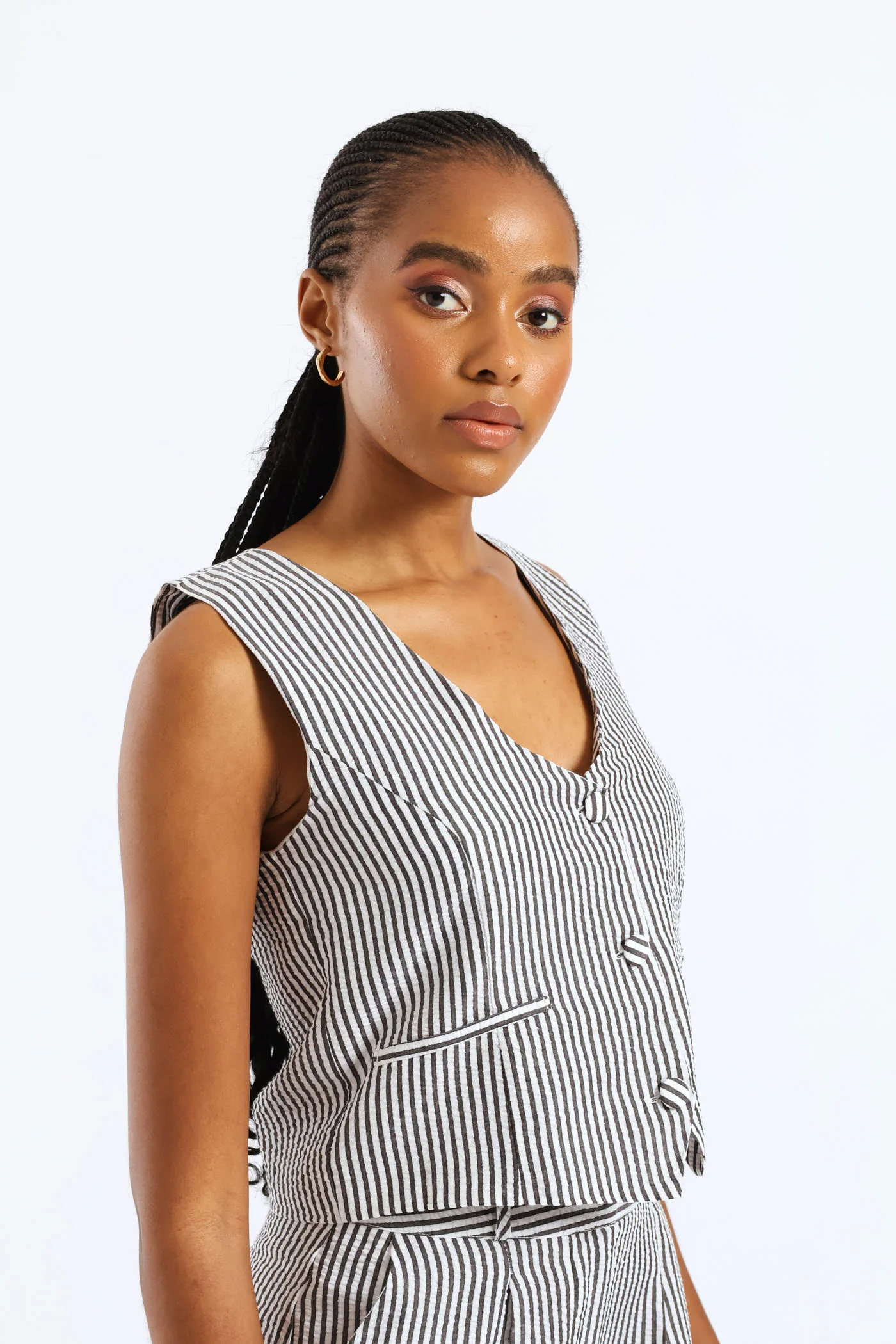 Striped Waistcoast - Charcoal - Image 4