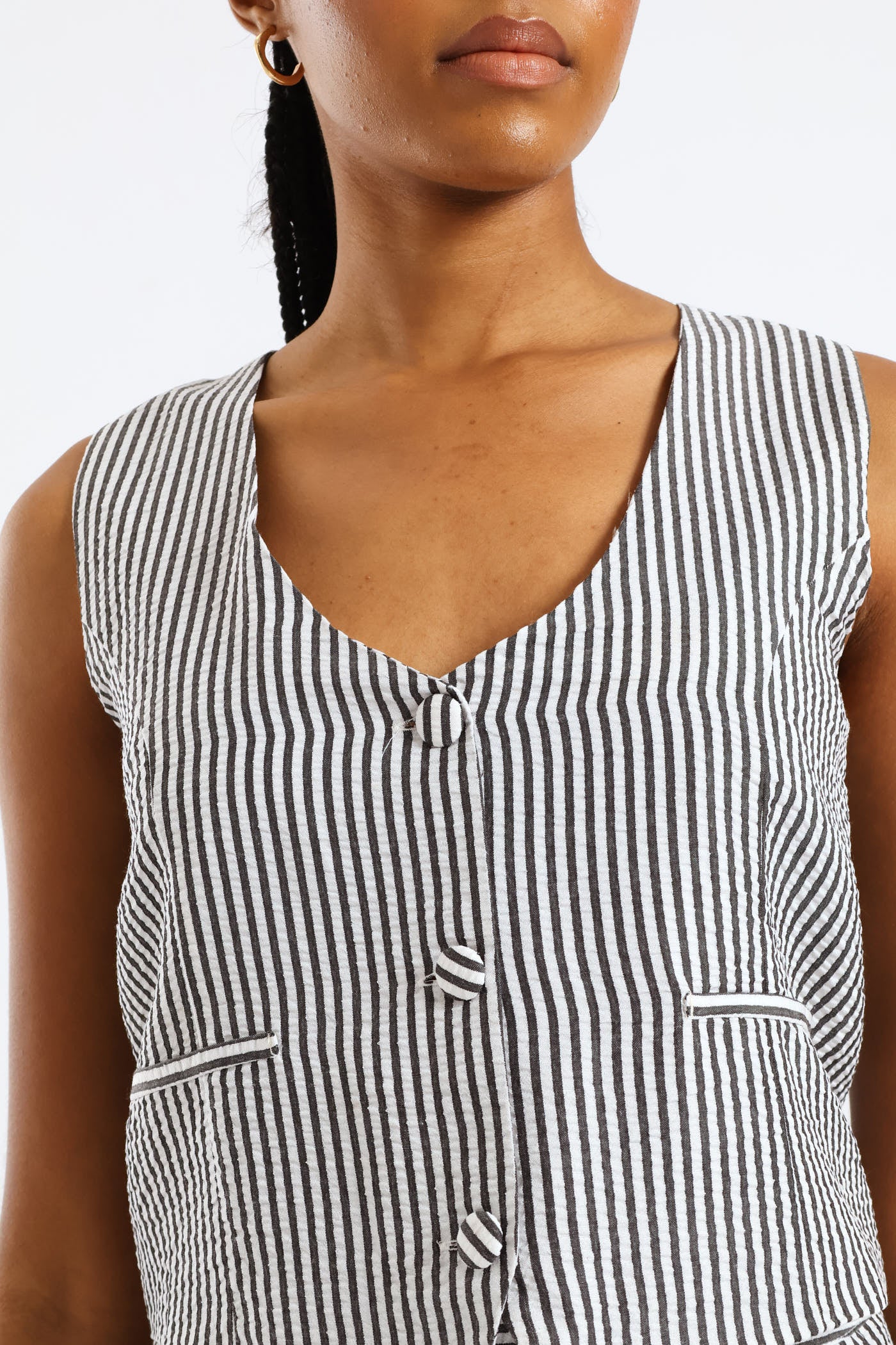 Striped Waistcoast - Charcoal - Image 5