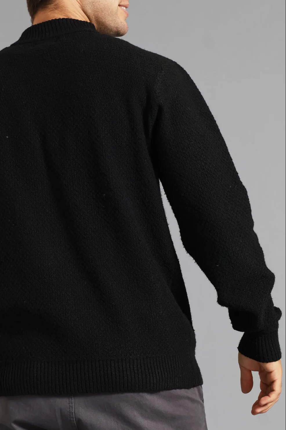 Structual Knit Zip Through Knitwear - Black - Image 6
