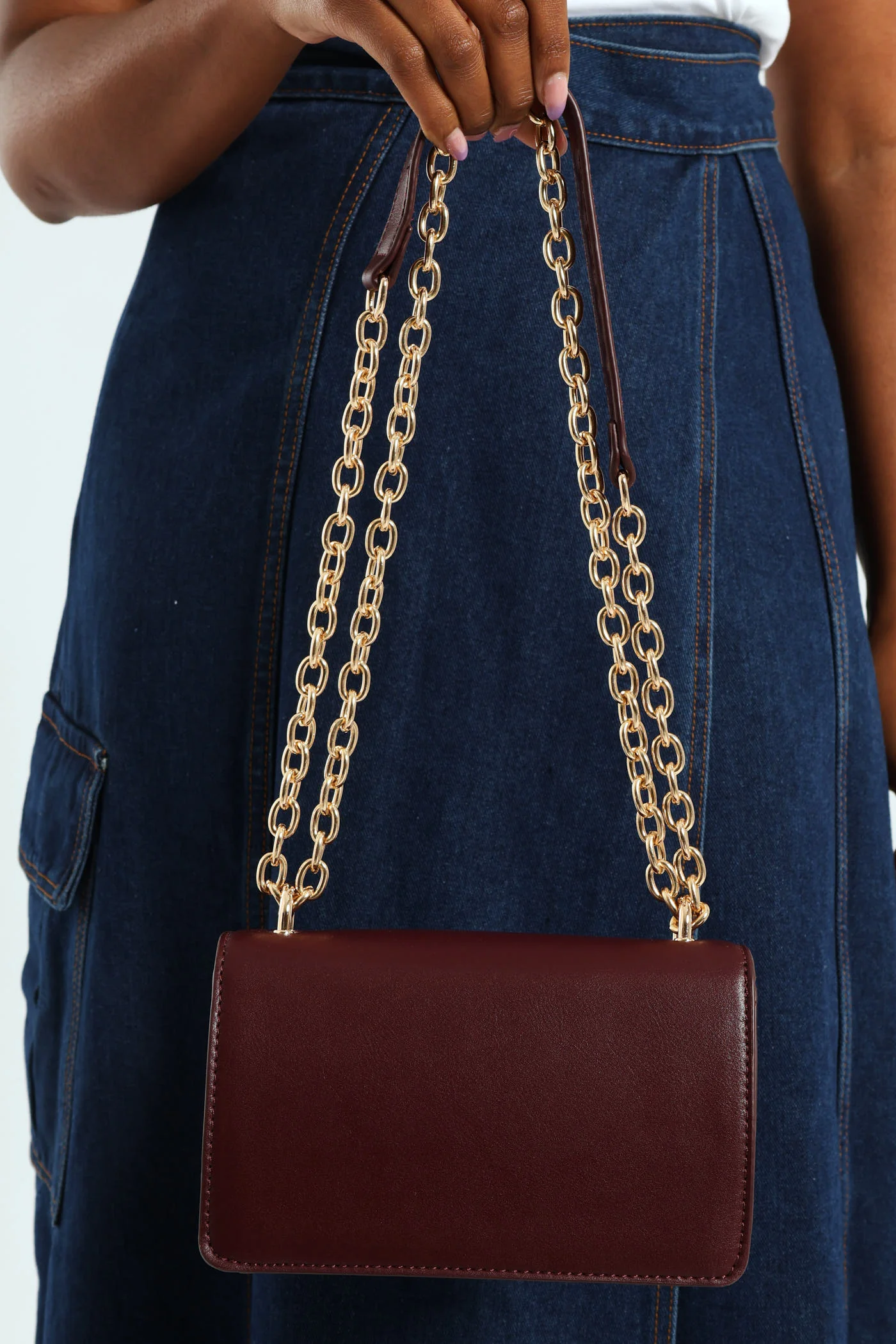 Structured Crossbody Bag - Burgundy - Image 5