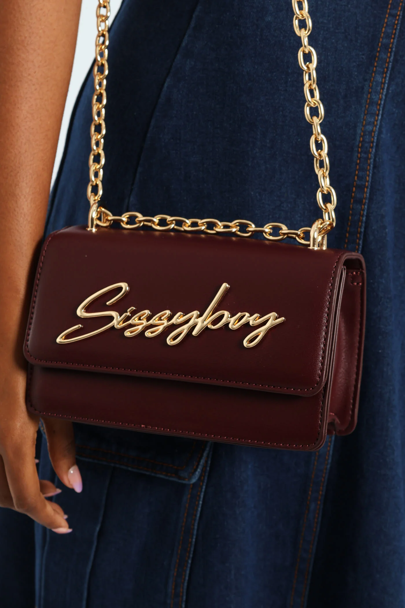 Structured Crossbody Bag - Burgundy - Image 6