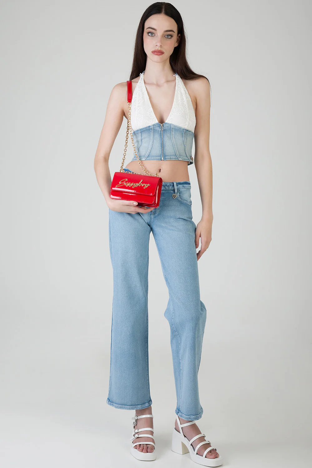 Structured Crossbody Bag - Red - Image 2