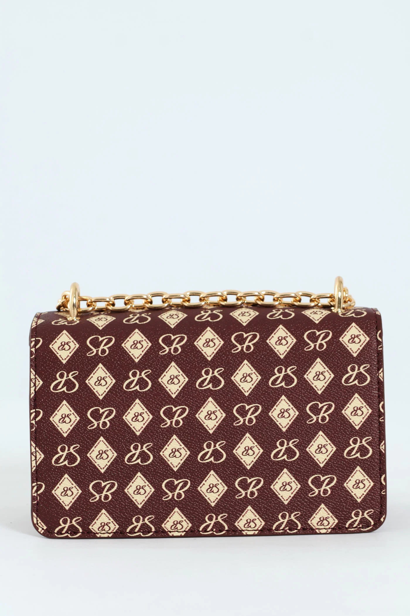 Structured Crossbody Bag With Silver Trims - Burgundy - Image 4