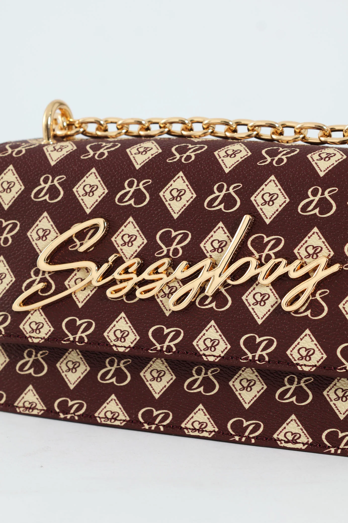 Structured Crossbody Bag With Silver Trims - Burgundy - Image 5