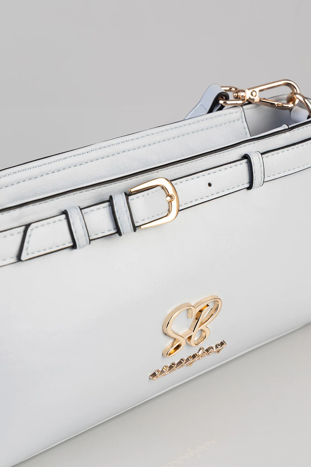 Structured Shoulder Bag With Gold Trim - Aqua Blue - Image 2
