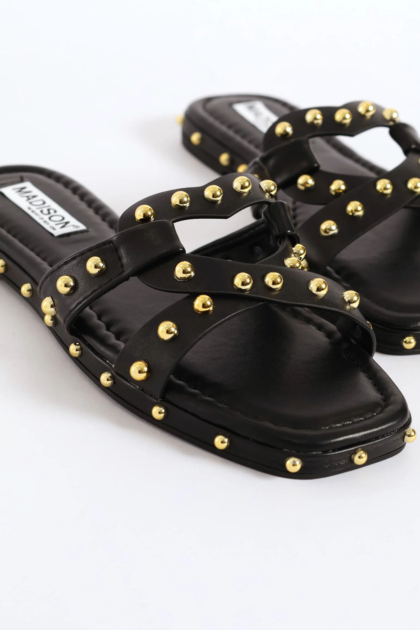 Studded Cross Strap Espadrille - Black - Image 2