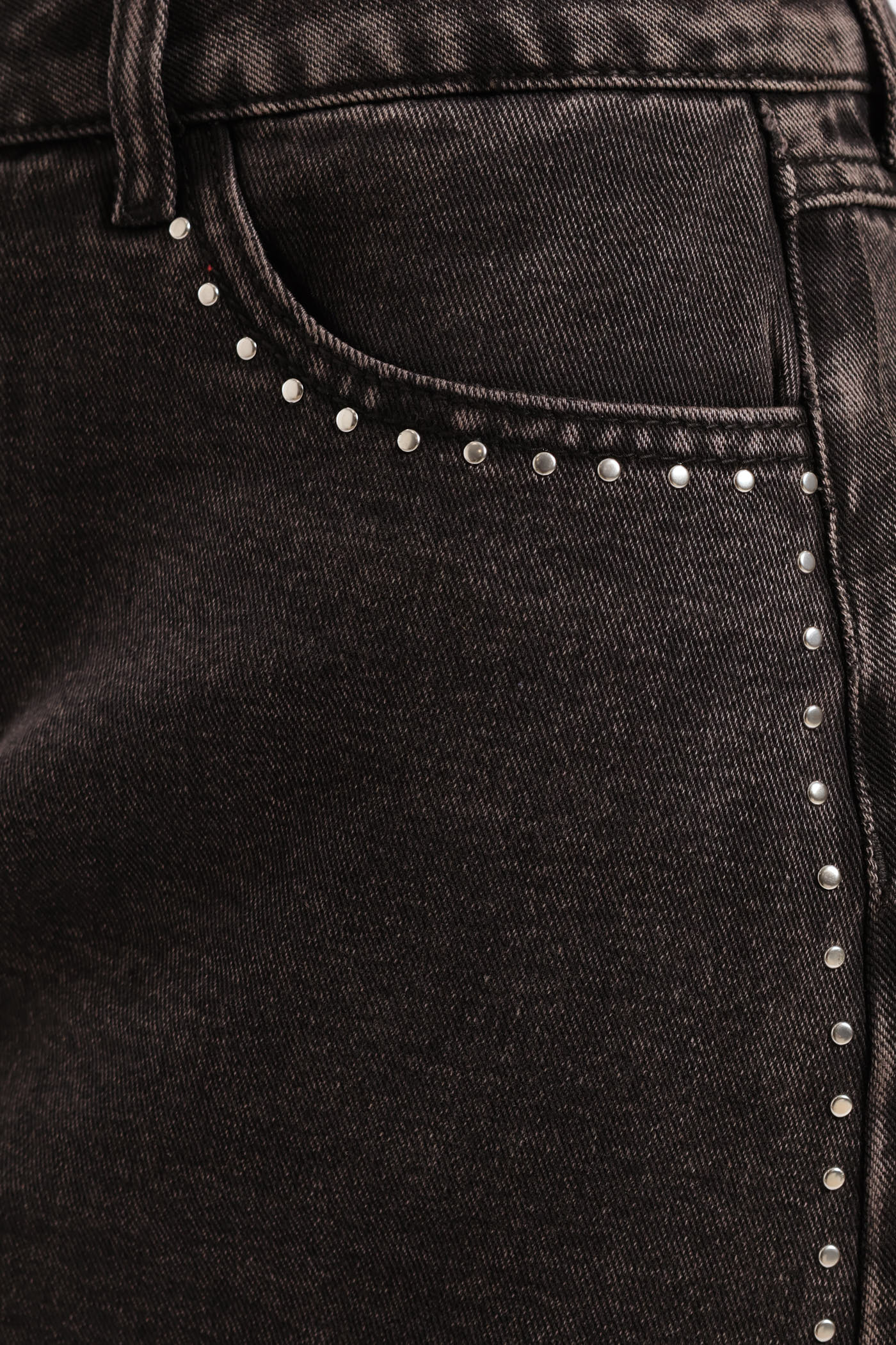 Studded Denim Mini Skirt - Salty Black - Image 6