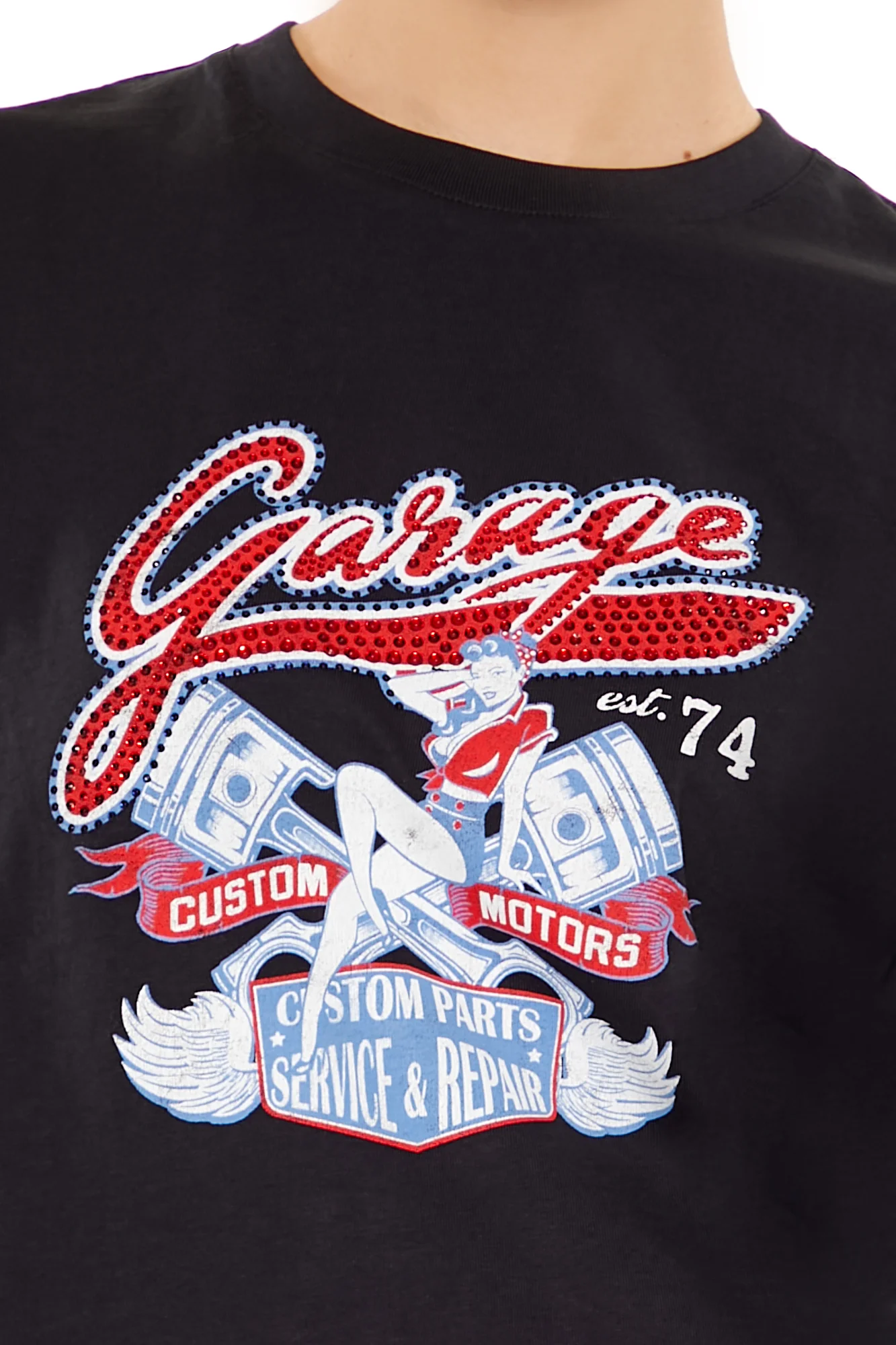 Studded Garage Oversized Graphic Tee - Black - Image 2
