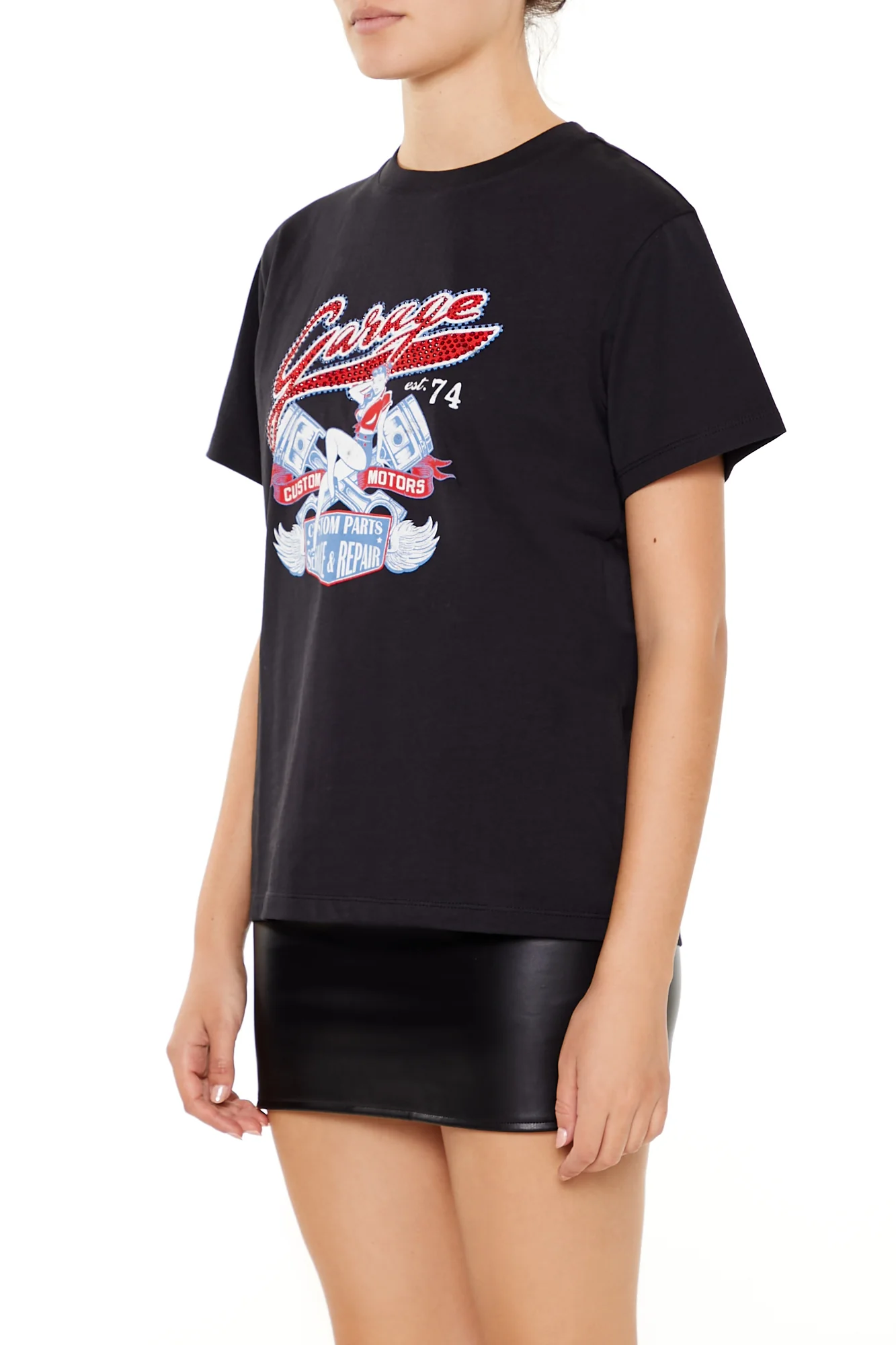 Studded Garage Oversized Graphic Tee - Black - Image 3