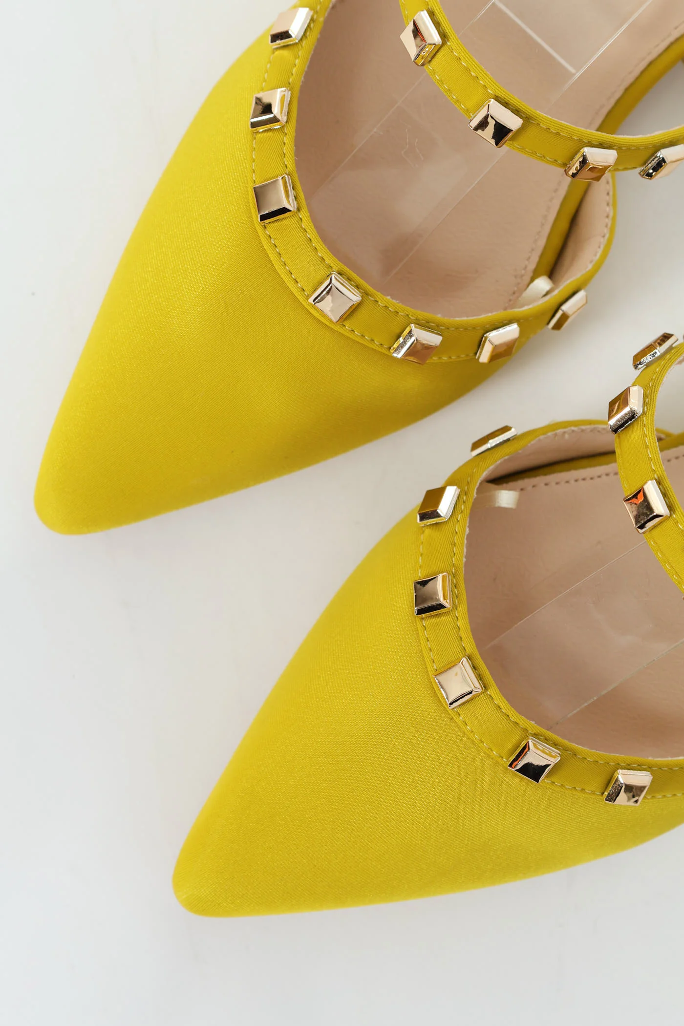 Studded Straps Pointy Mule Push In - Chartreuse - Image 2