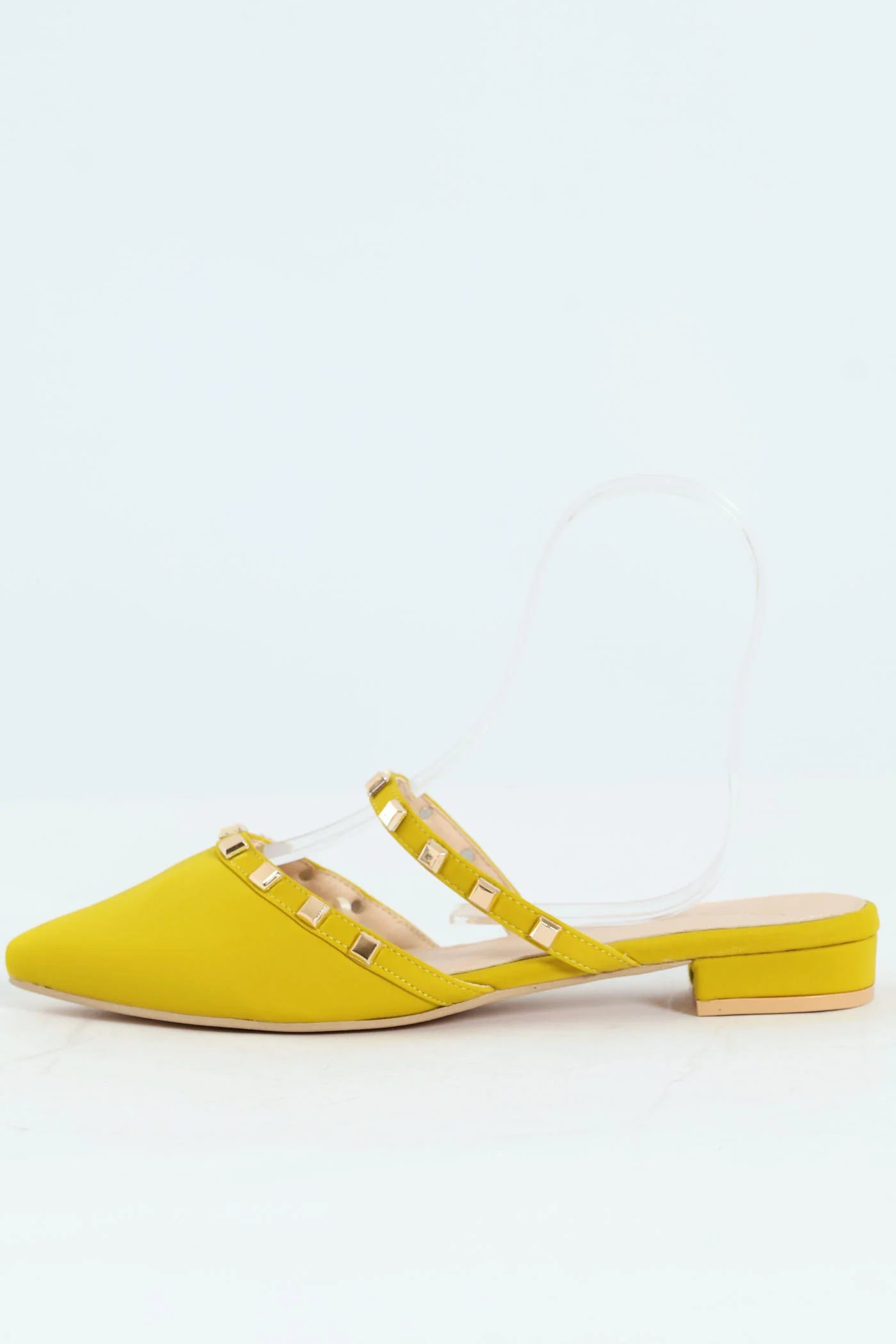 Studded Straps Pointy Mule Push In - Chartreuse - Image 5