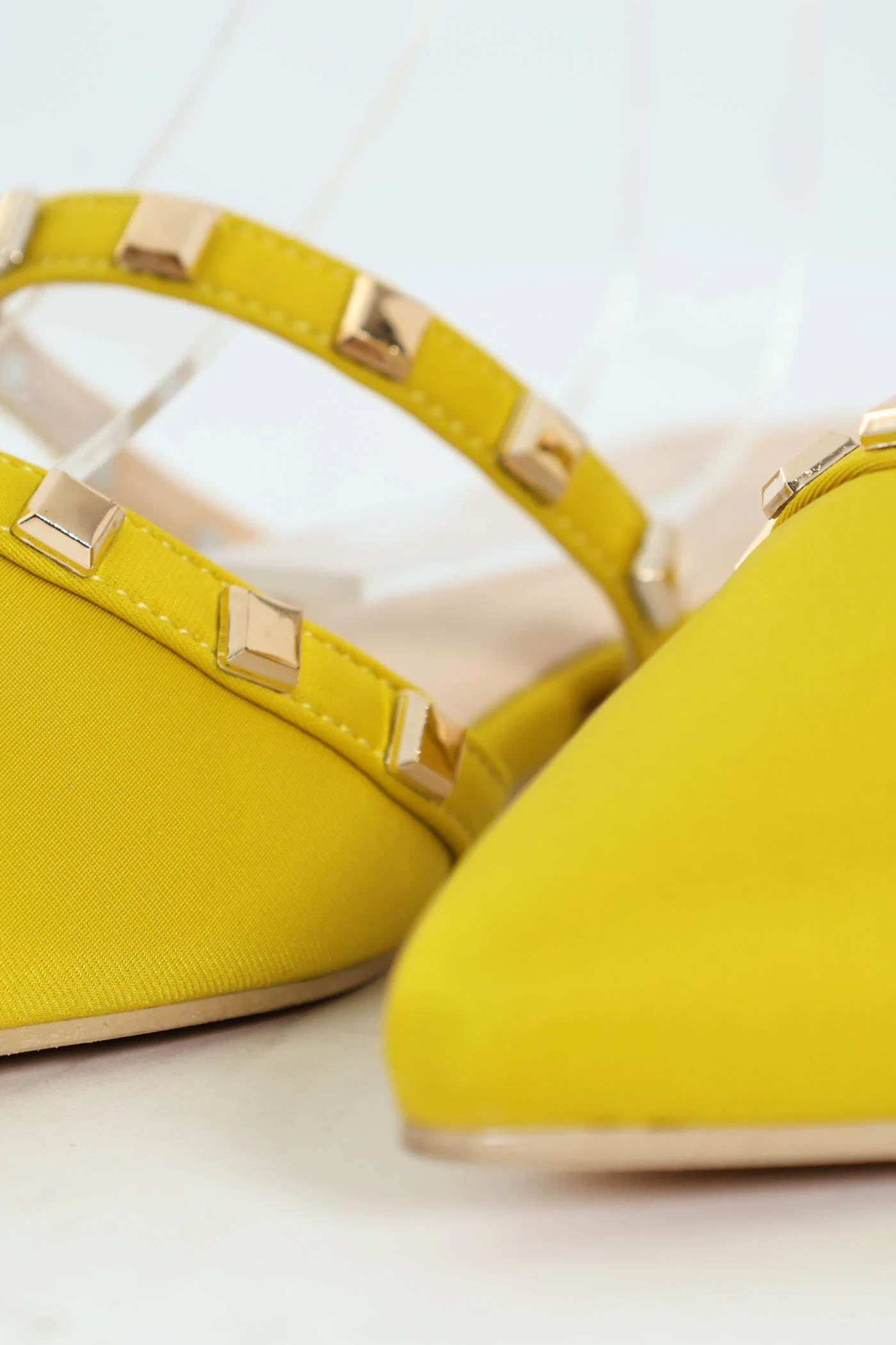 Studded Straps Pointy Mule Push In - Chartreuse - Image 7