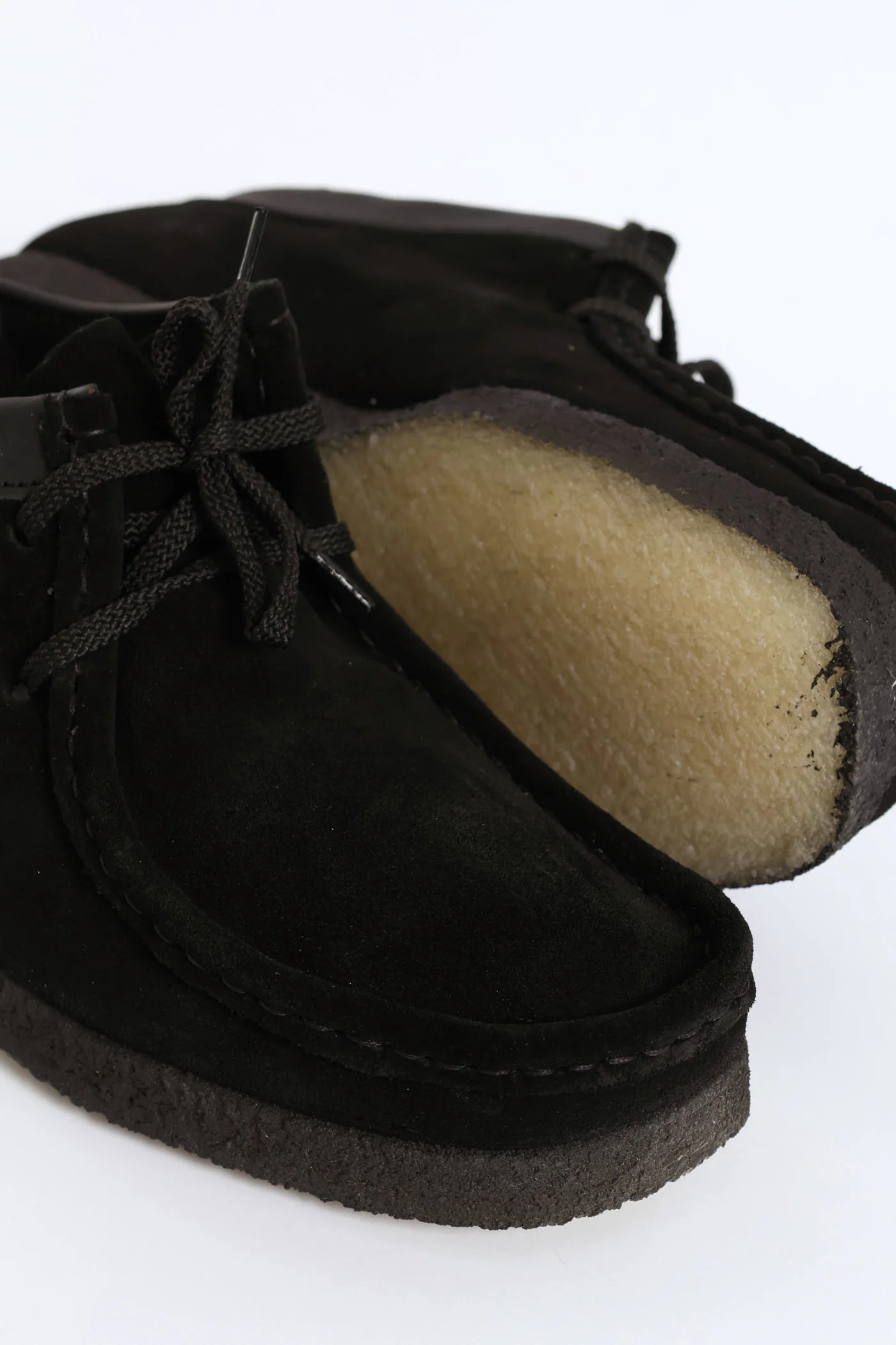 Suede Crepe Sole Closed Toe Leather Lace Up Shoe - Black - Image 2