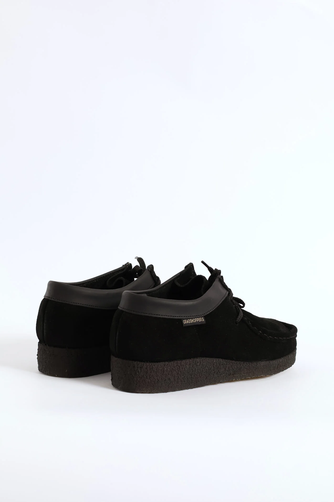 Suede Crepe Sole Closed Toe Leather Lace Up Shoe - Black - Image 4