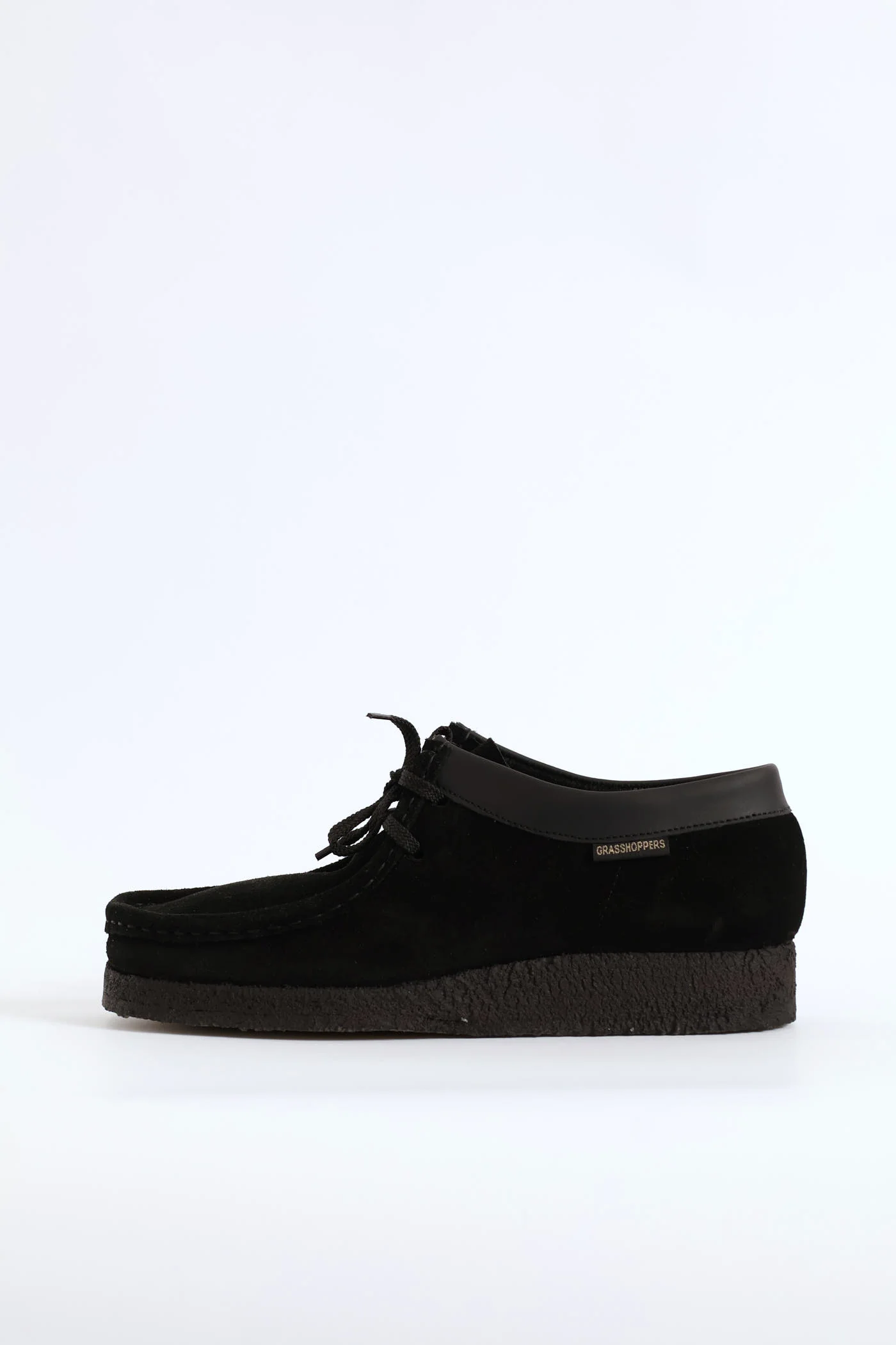 Suede Crepe Sole Closed Toe Leather Lace Up Shoe - Black - Image 6