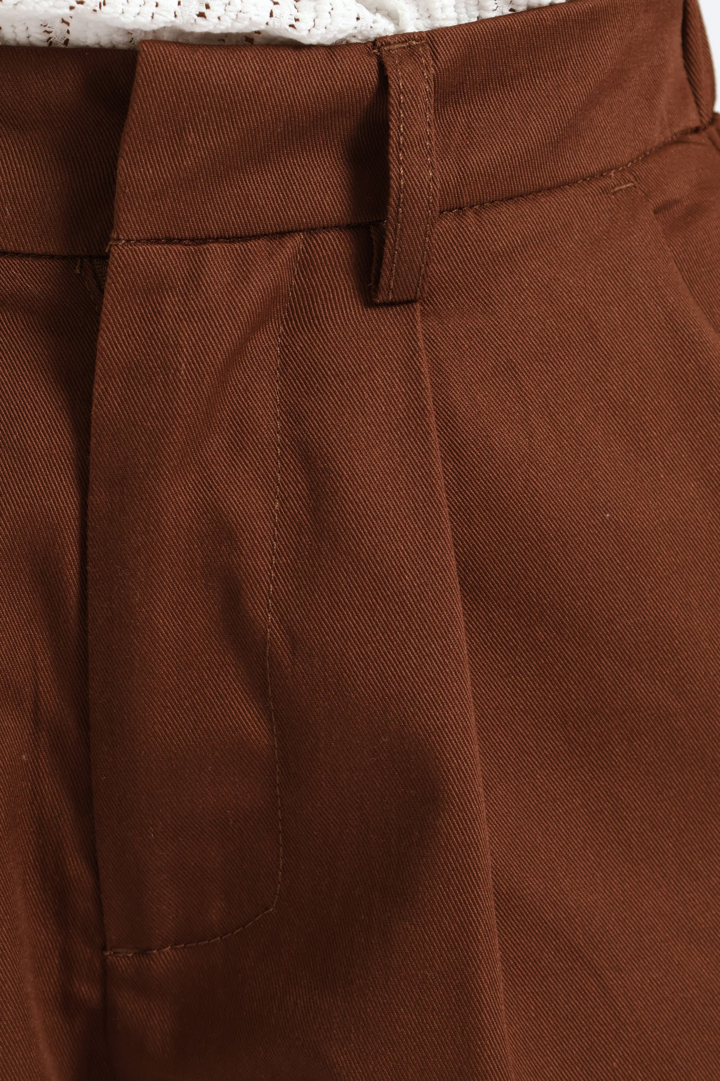 Super Hi-Waist Pleated Turnup Barrel Anklegrazer Pant - Dark Brown - Image 4