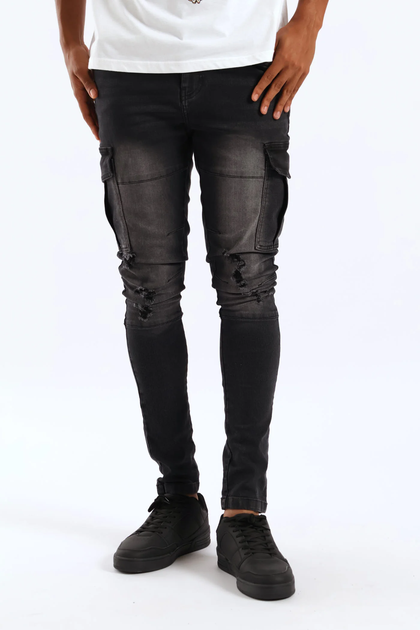 Super Skinny Cargo Denim - Black - Image 2